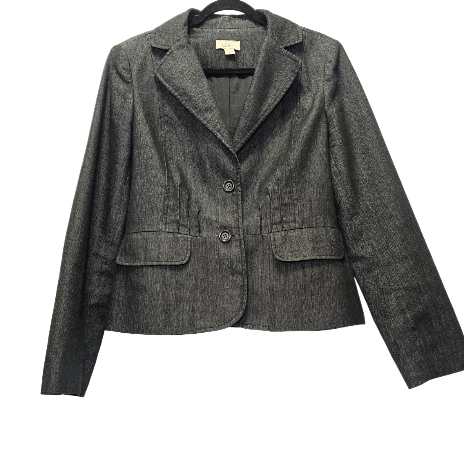 LOFT Women’s Blazer, Black, Size 12 – Two-Button, V-Neck, Excellent Condition
