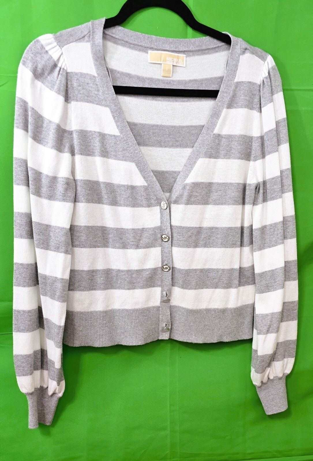 Michael Kors Women’s White and Gray Cardigan Sweater Size S