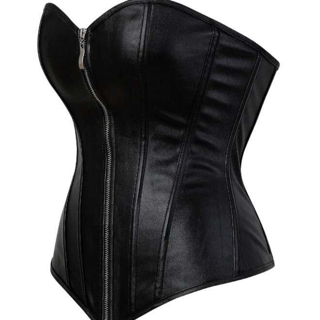 Steampunk-Inspired Faux Leather Corset Top, Size S – Stylish and Versatile