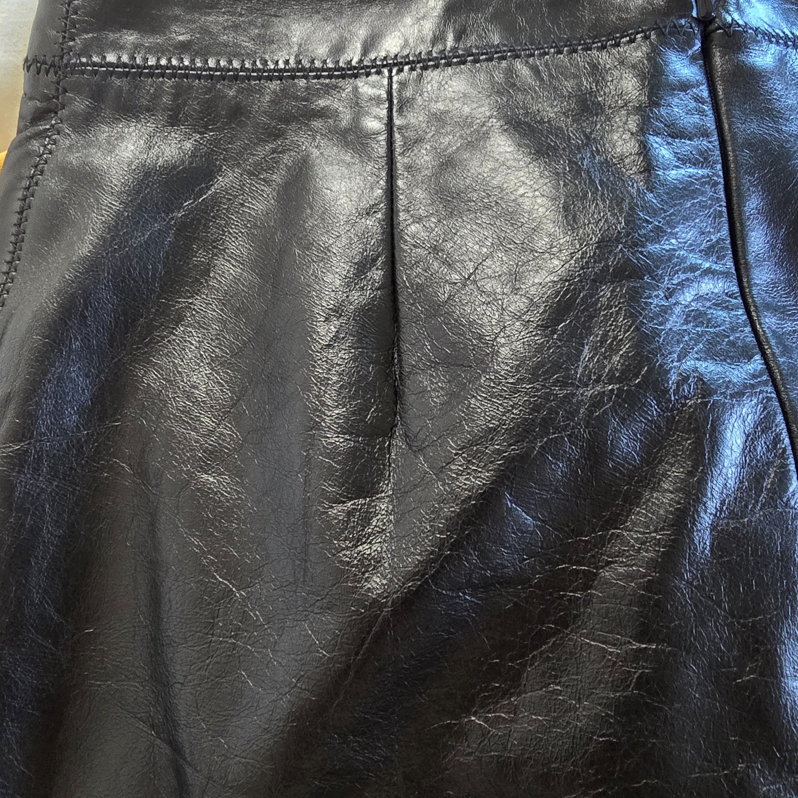 Vintage Y2K GAP Black Genuine Leather A-Line Skirt Size 1 – 29” Waist Lined