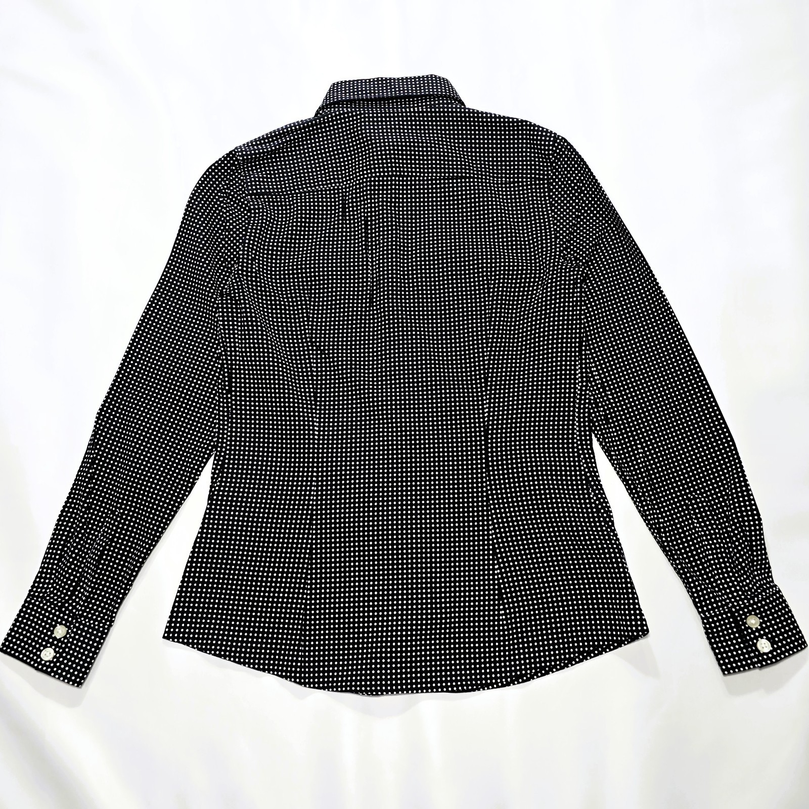 Banana Republic Women’s Slim-Fit Polka Dot Button Down Shirt Size 4 Black