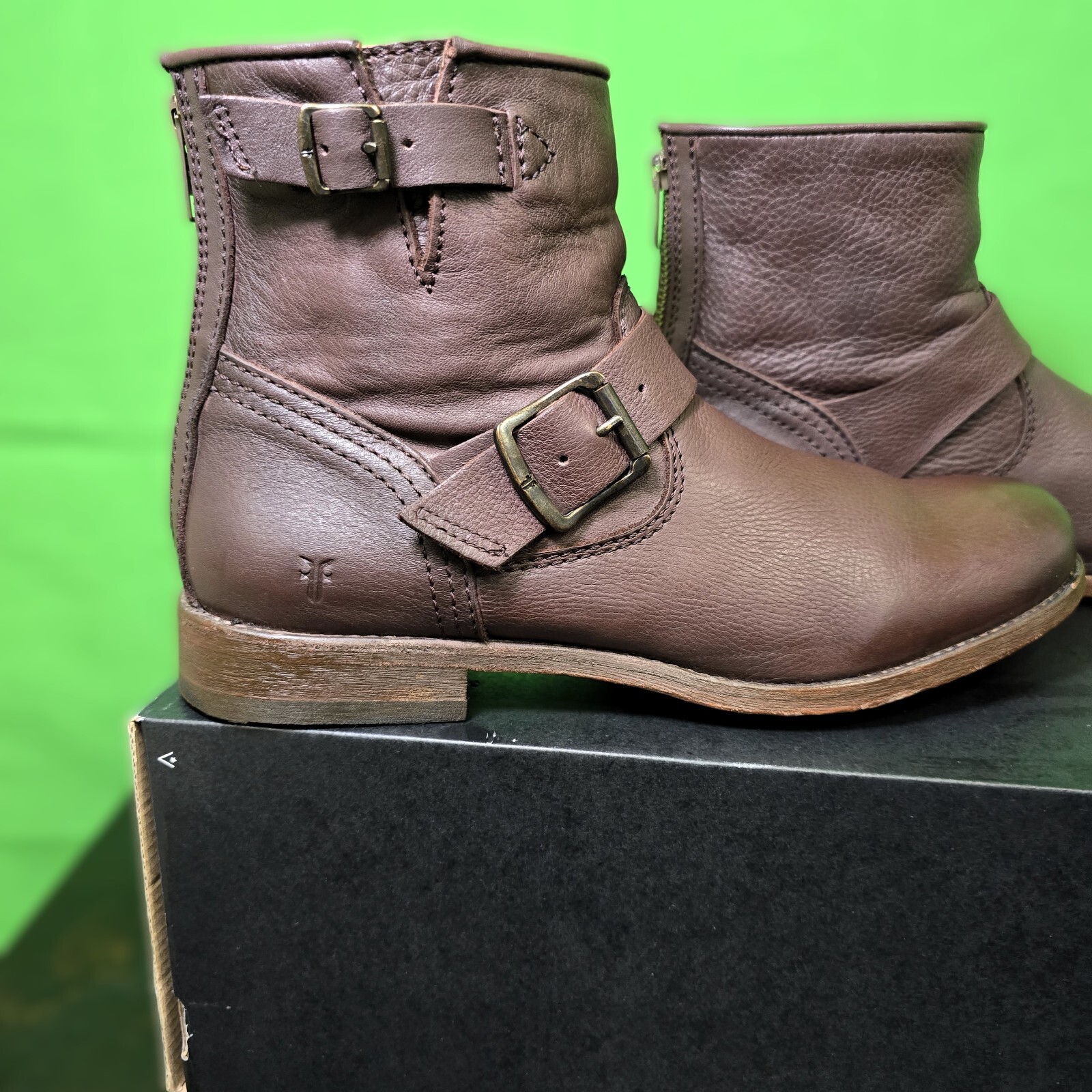 FRYE Women's Tyler-SVL Engineer Ankle Boot, Dark Brown, Size 8.5 B US
