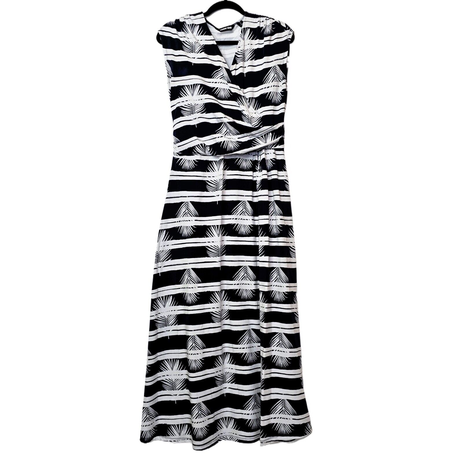 Land’s End Women’s Cap Sleeve Surplice Wrap Maxi Dress | Print | Size S (6/8)