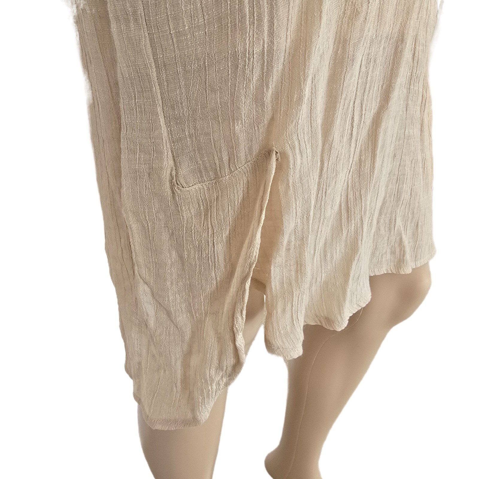 Indigo Rose Women's M Beige Shirt Dress Lined Button-Up Lightweight Boho