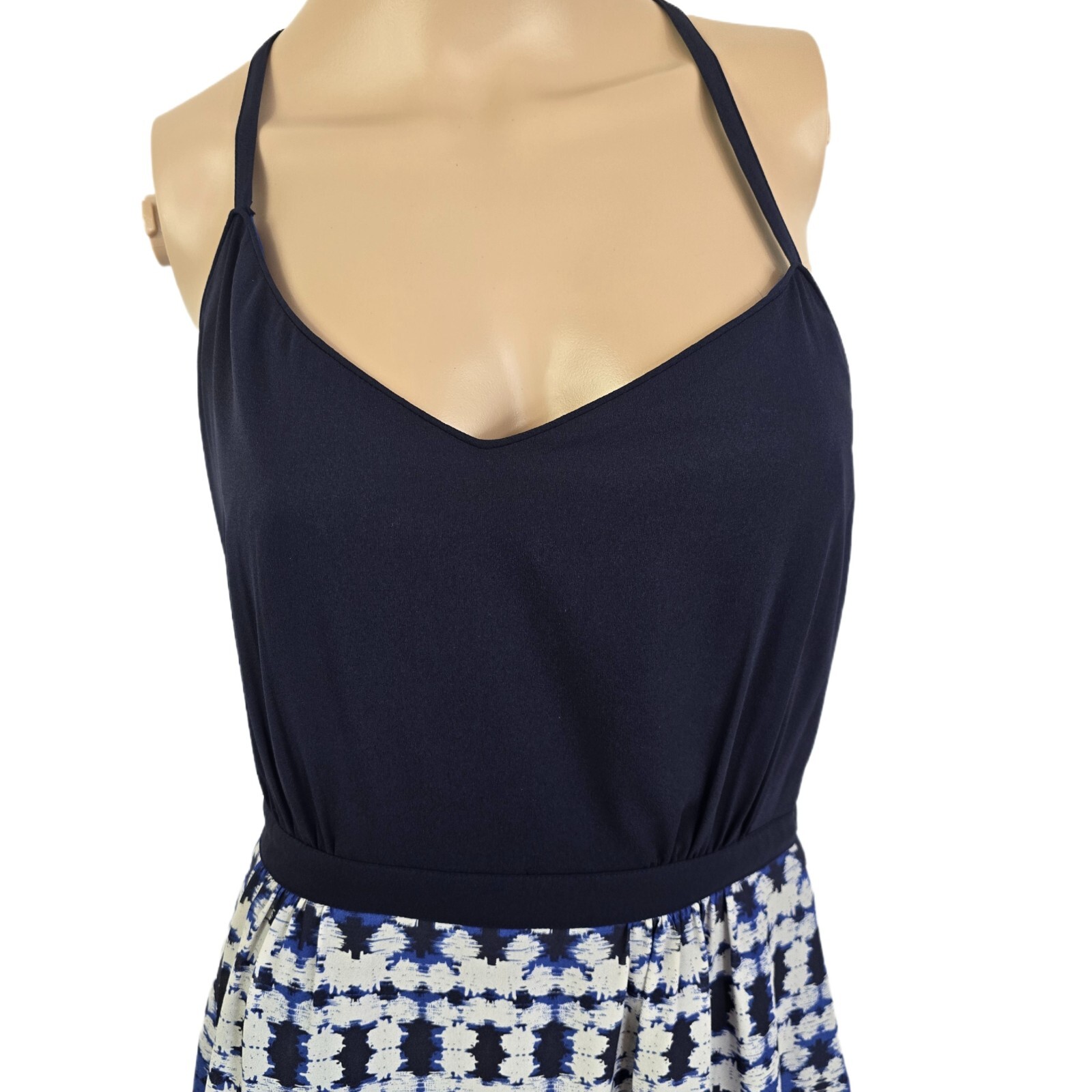J.CREW Boho Maxi Dress 4 Blue Halter Geometric Print Summer Vacation