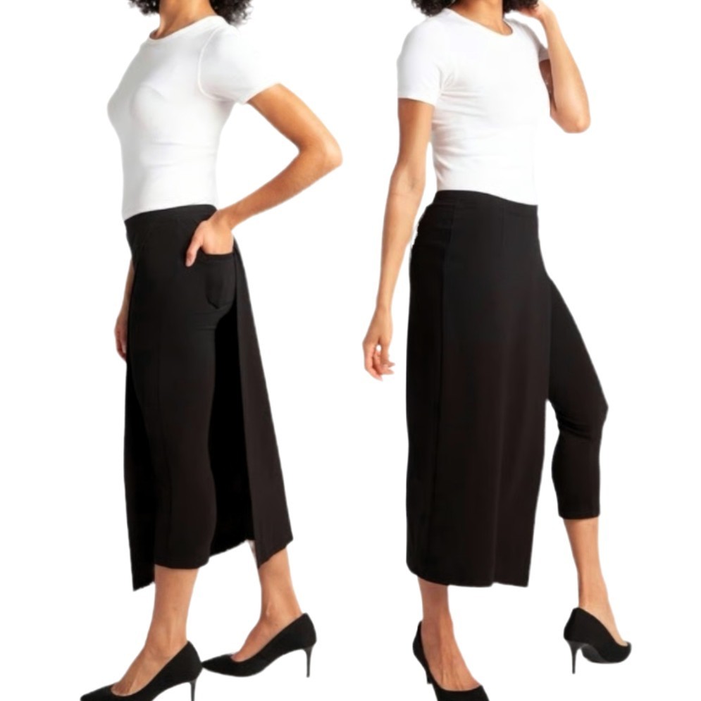 Betabrand ‘The Sassiest Pants’ Skirt-Overlay Capri XS – Ponte Stretch Knit
