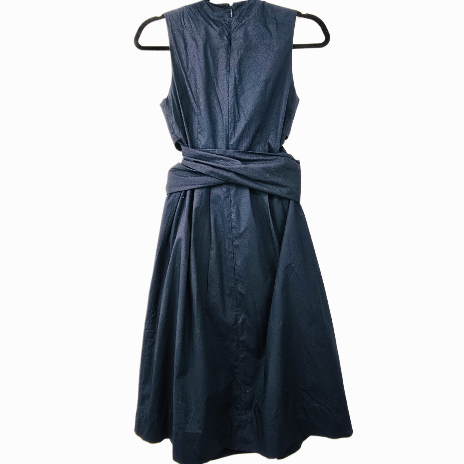 J Crew Women’s Wrap-Top Shirtdress Navy Organic Cotton Midi Dress Size 2