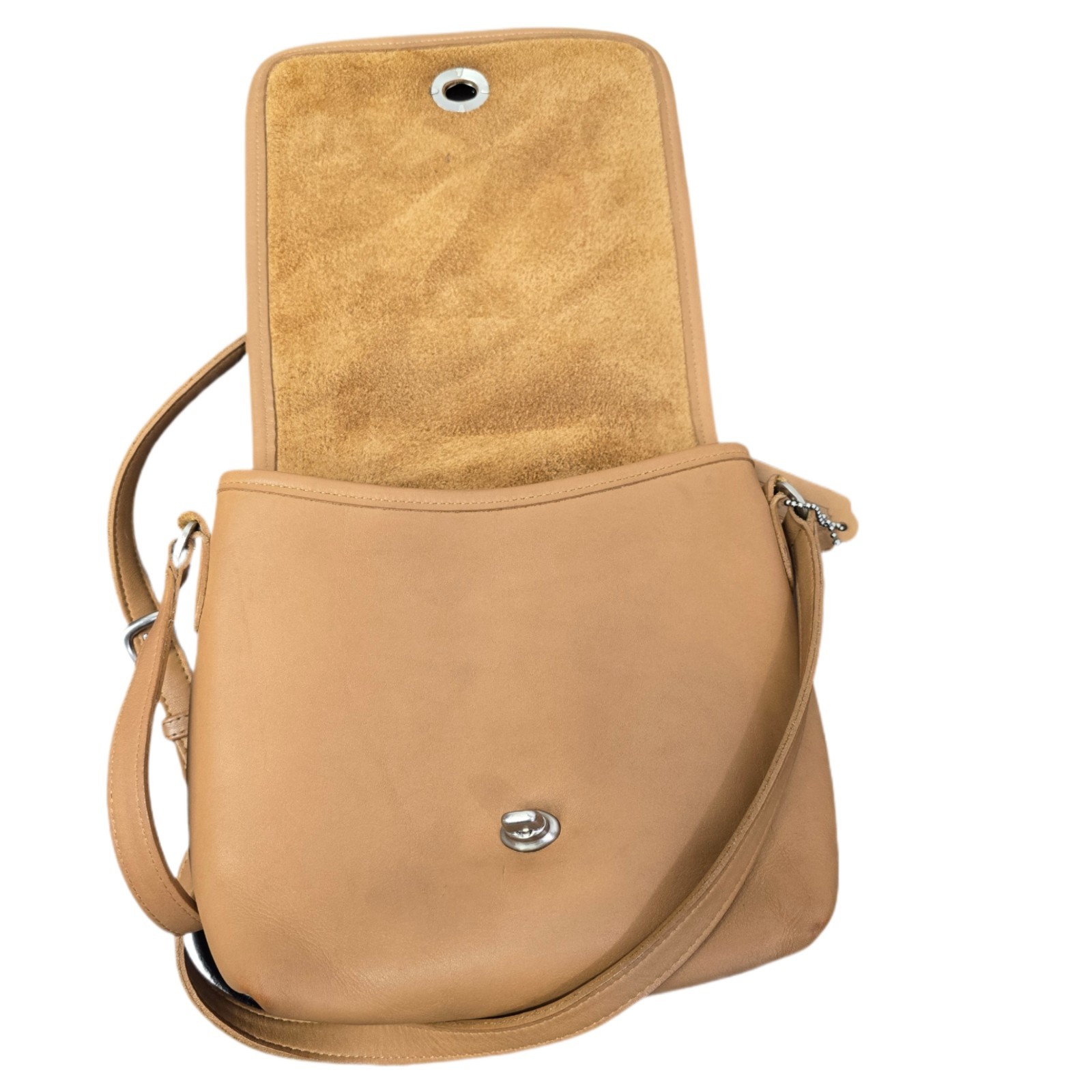 VTG 1991 COACH 9076 Companion Flap Bag Khaki USA Made Glovetanned Leather - Used