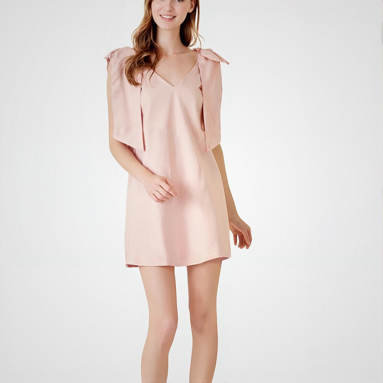 FORE New York & Company Women’s Pink Shoulder Bow Party Mini Dress Size S