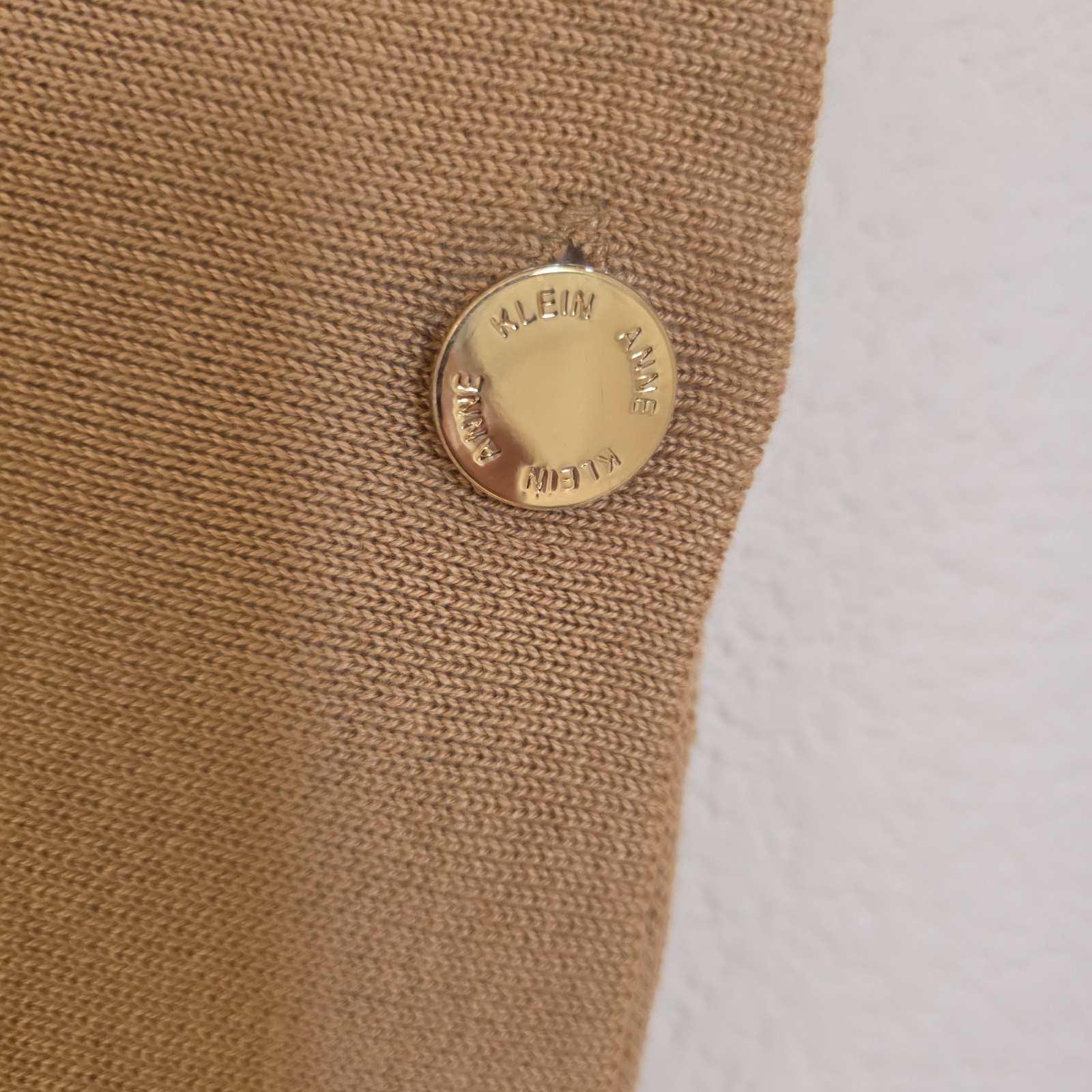 Anne Klein Double Face Poncho Sweater Size L Tan Cream Split Collar