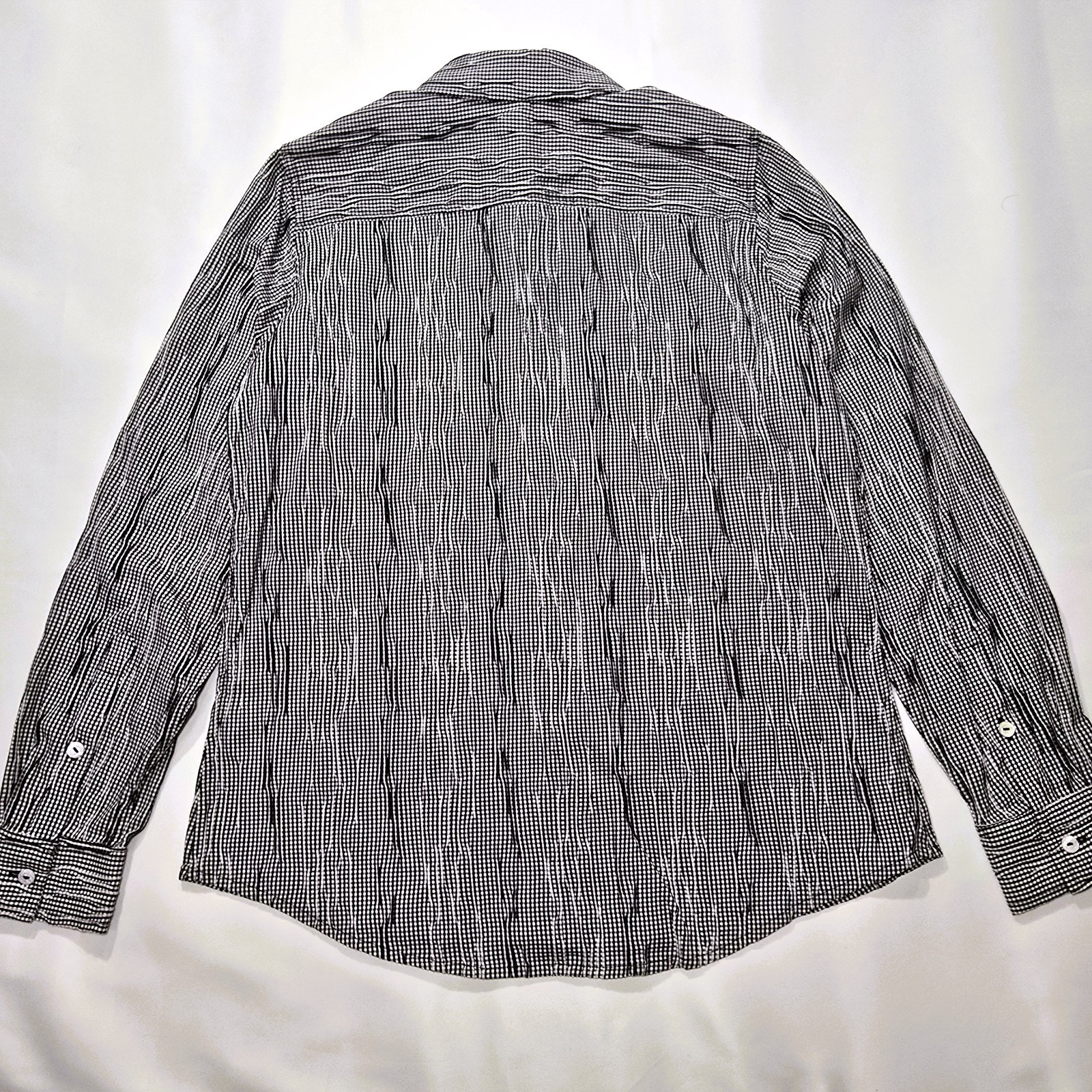 Foxcroft Women's Textured Gingham Stretch Shirt Black & White Size 8