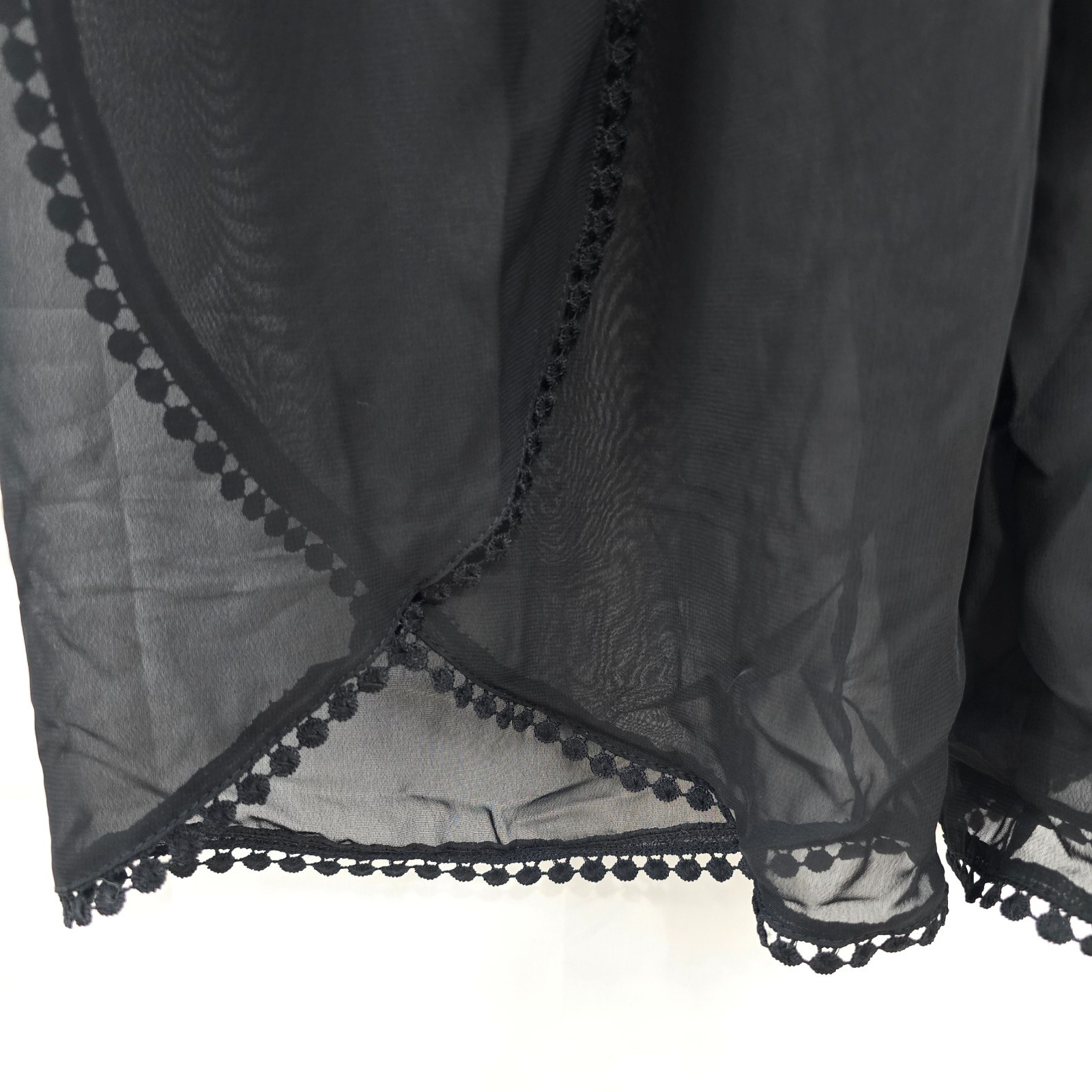 Bon Voyage NWT M Black Chiffon Sheer Swim Cover-Up Pants Pull-On Resort Wear