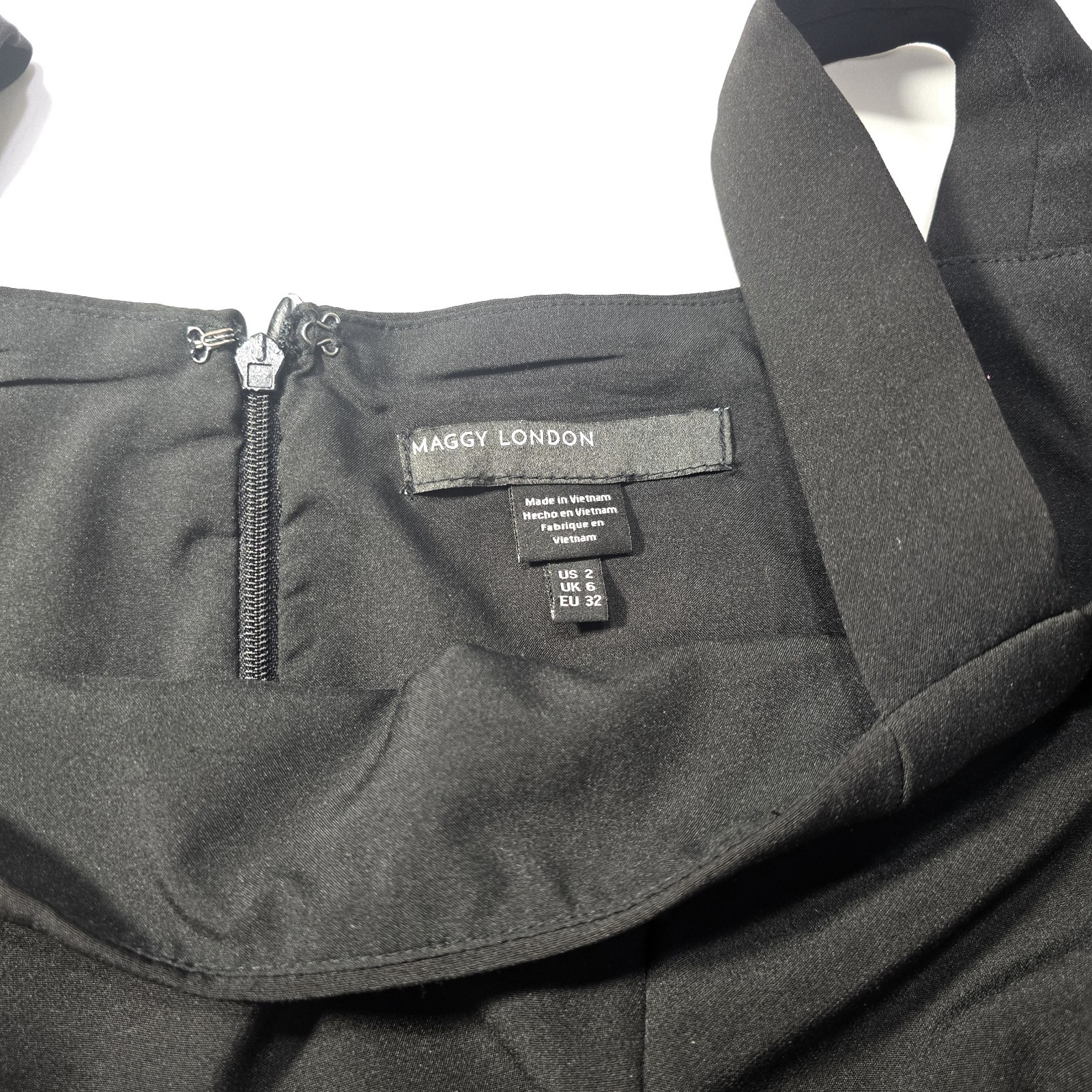 Maggy London Women’s Black Cold Shoulder Midi Sheath Cocktail Evening Dress Sz 2