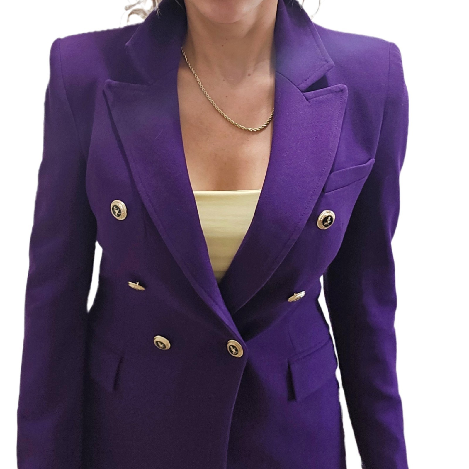 Zara Purple Double-Breasted Blazer Gold Buttons | Women’s Size S