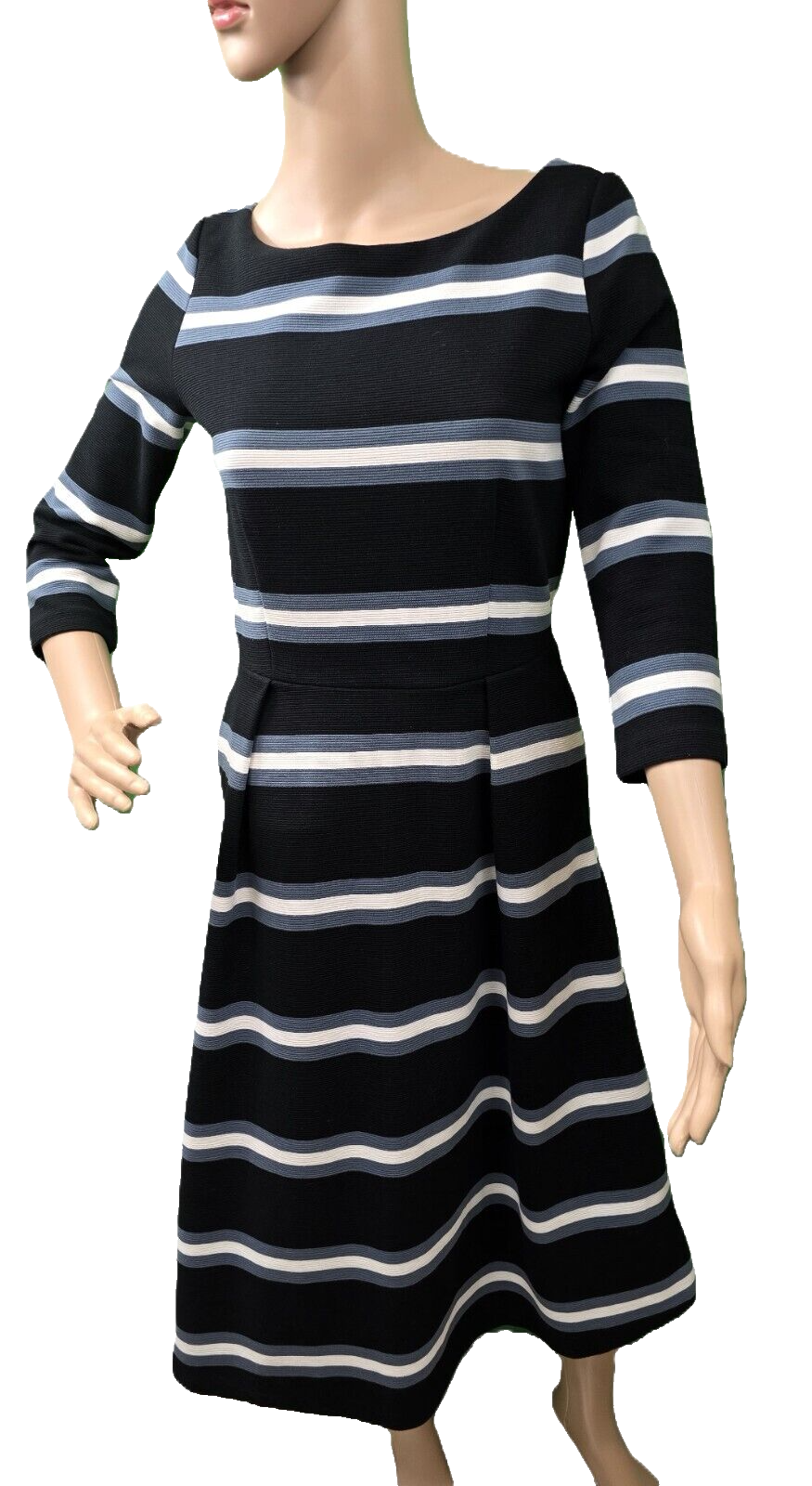 Boden Dress Women’s Size 4 - Black Stripe, Fit & Flare, Midi, with Pockets!
