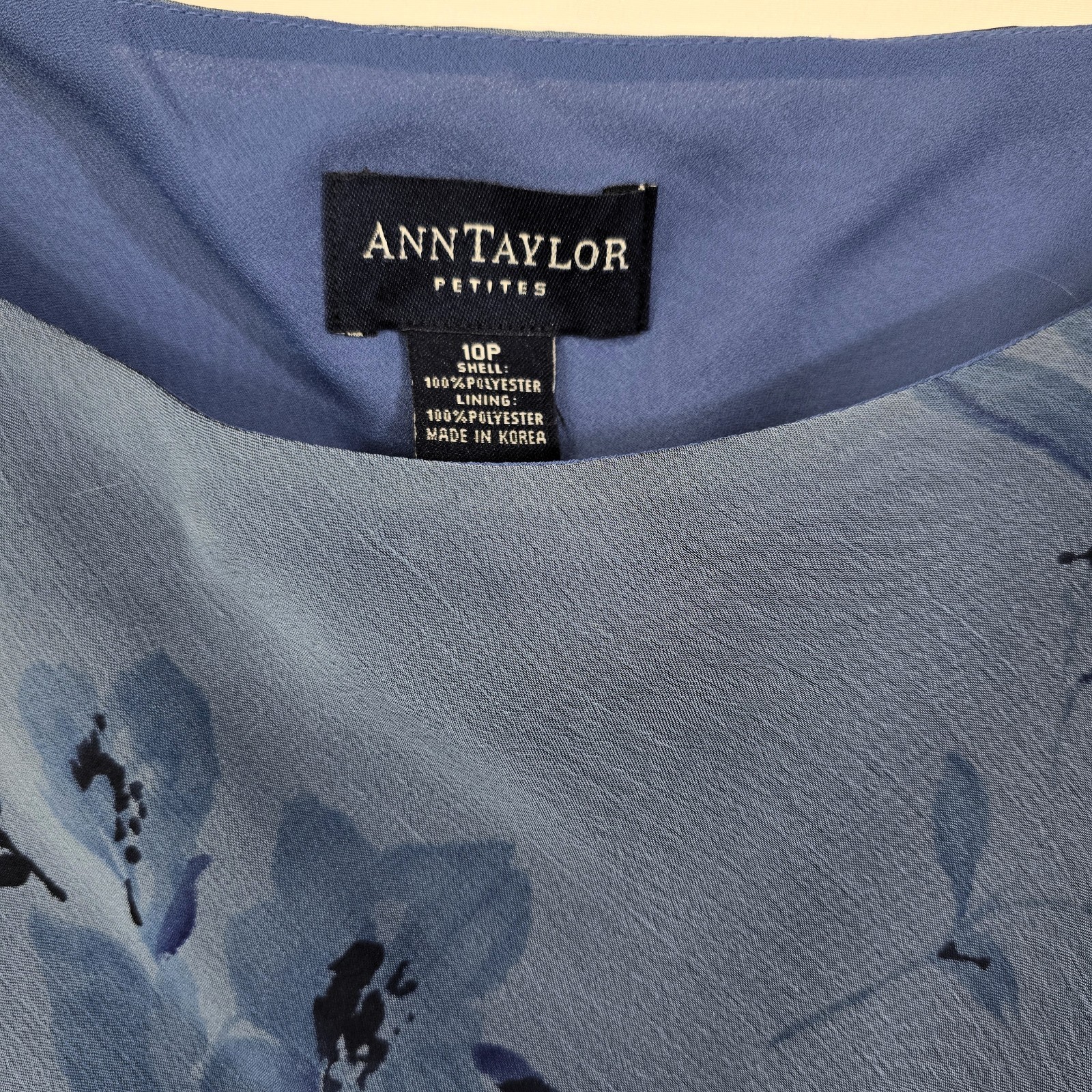 Ann Taylor Women's Blue Floral Midi Dress Size 10P Vintage Made in Korea