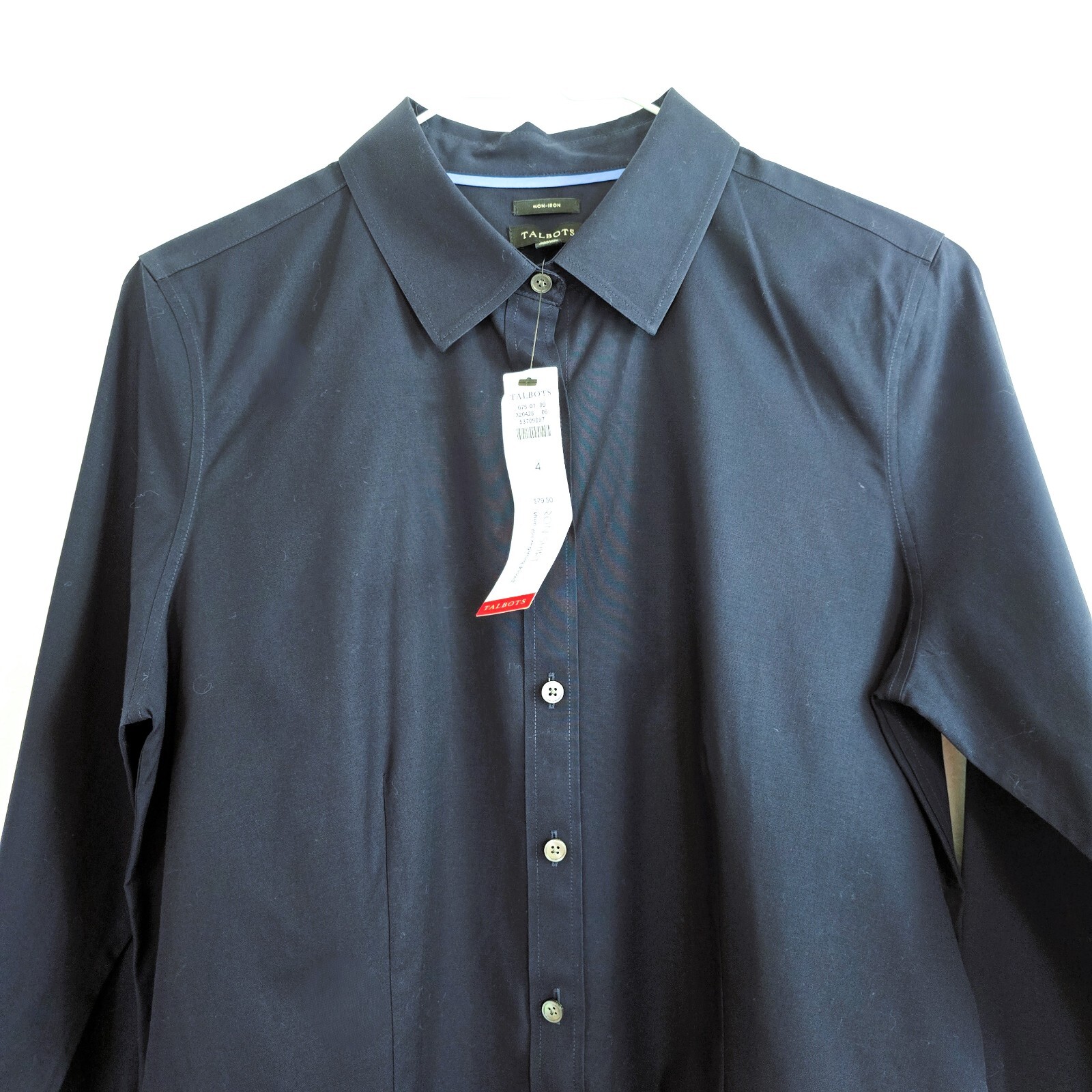 Talbots Women's Size 4 Dark Blue Long-Sleeved Button-Down Shirt – NWT