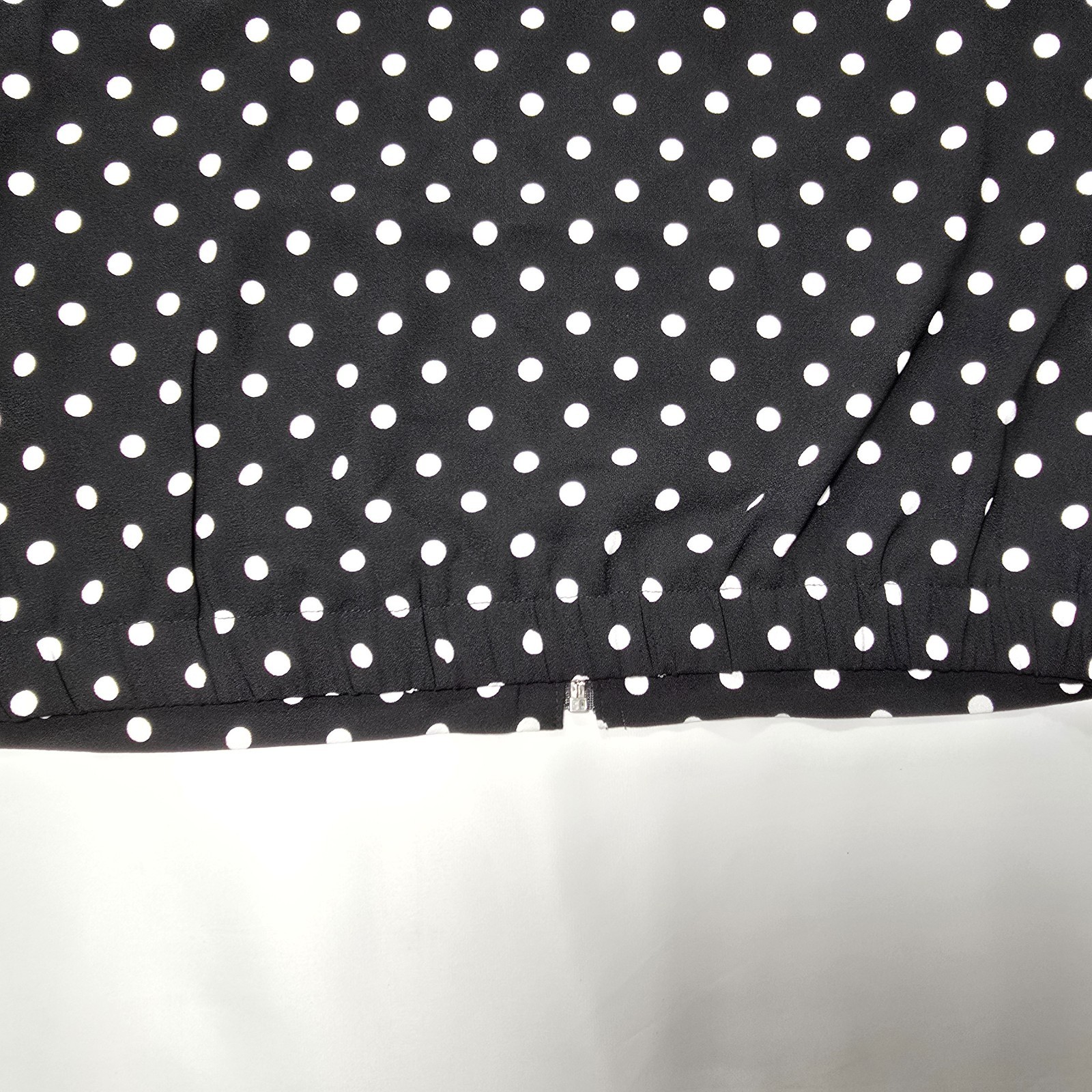 ELLE Womens Black White Polka Dot Bomber Jacket Medium Full Zip Pockets Lined