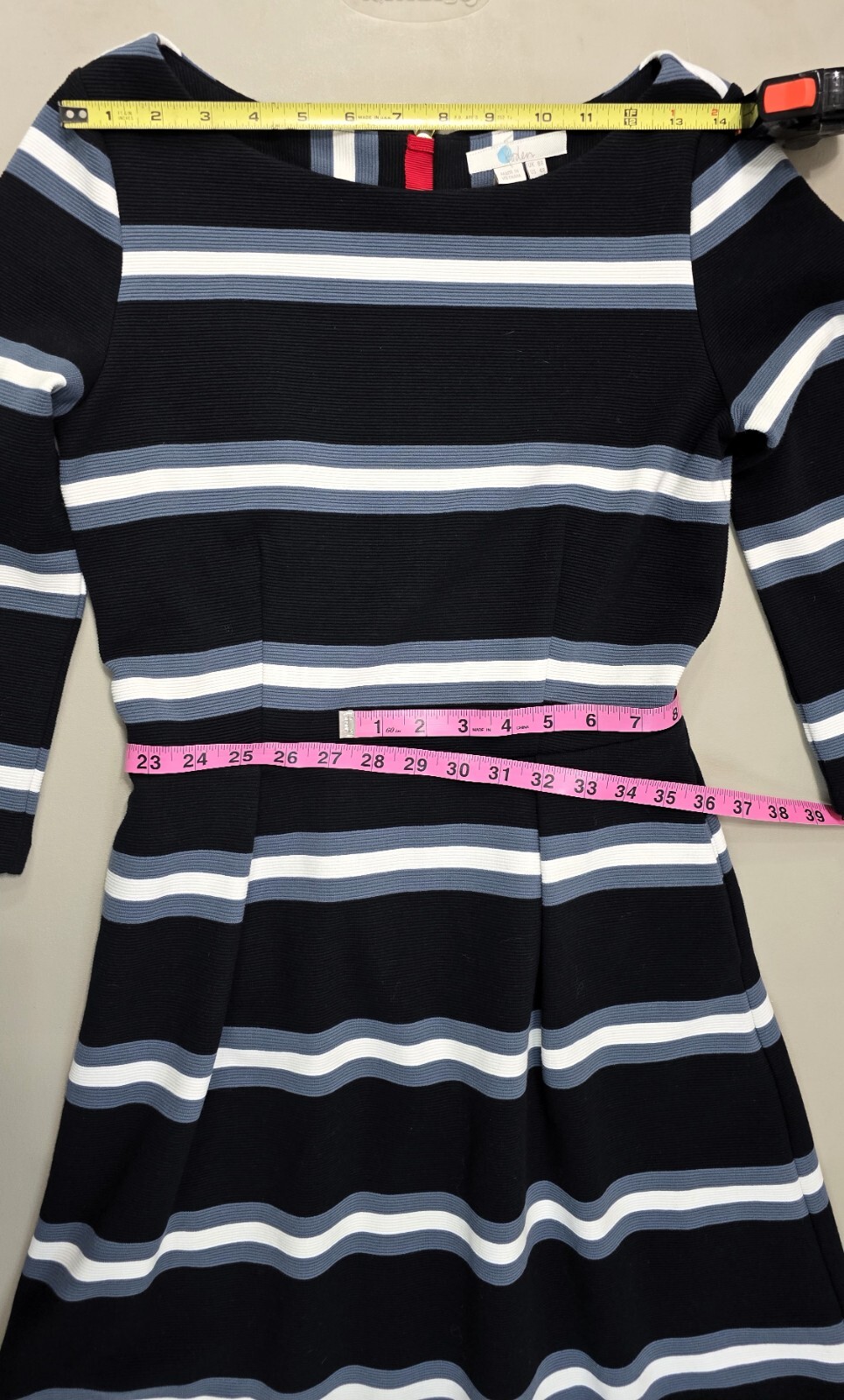 Boden Dress Women’s Size 4 - Black Stripe, Fit & Flare, Midi, with Pockets!