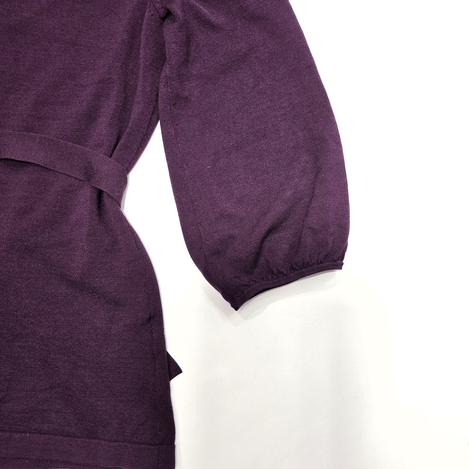 Ann Taylor Women’s Plum Sweater Belted Scoop Neck 3/4 Sleeve Size S