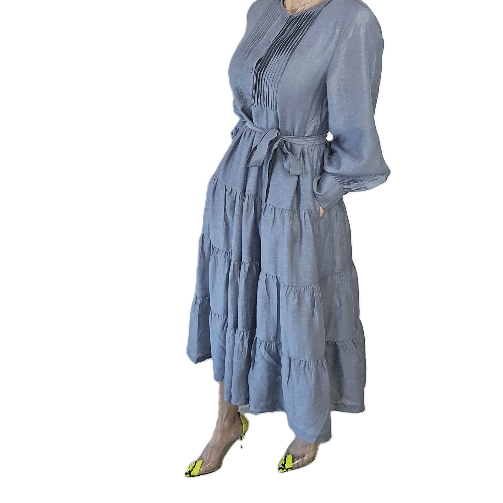 Anthropologie Mare Mare Agosta Tiered Maxi Dress - Size M, Gray-Blue - NewOther