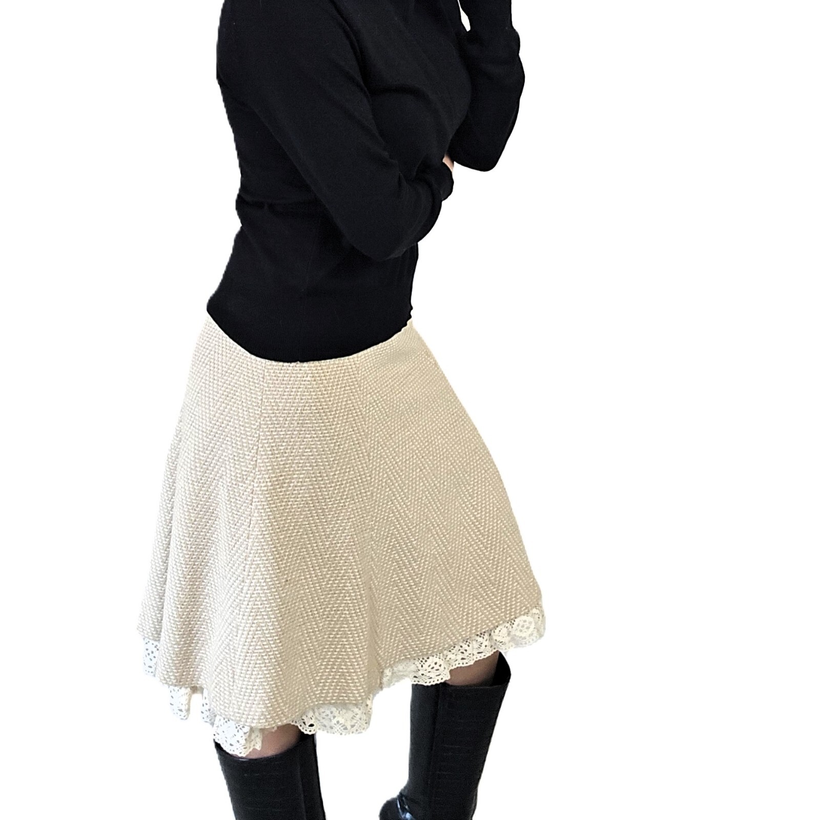 ANN TAYLOR LOFT Women's Wool Skirt – Size 2, Tan (Khaki)