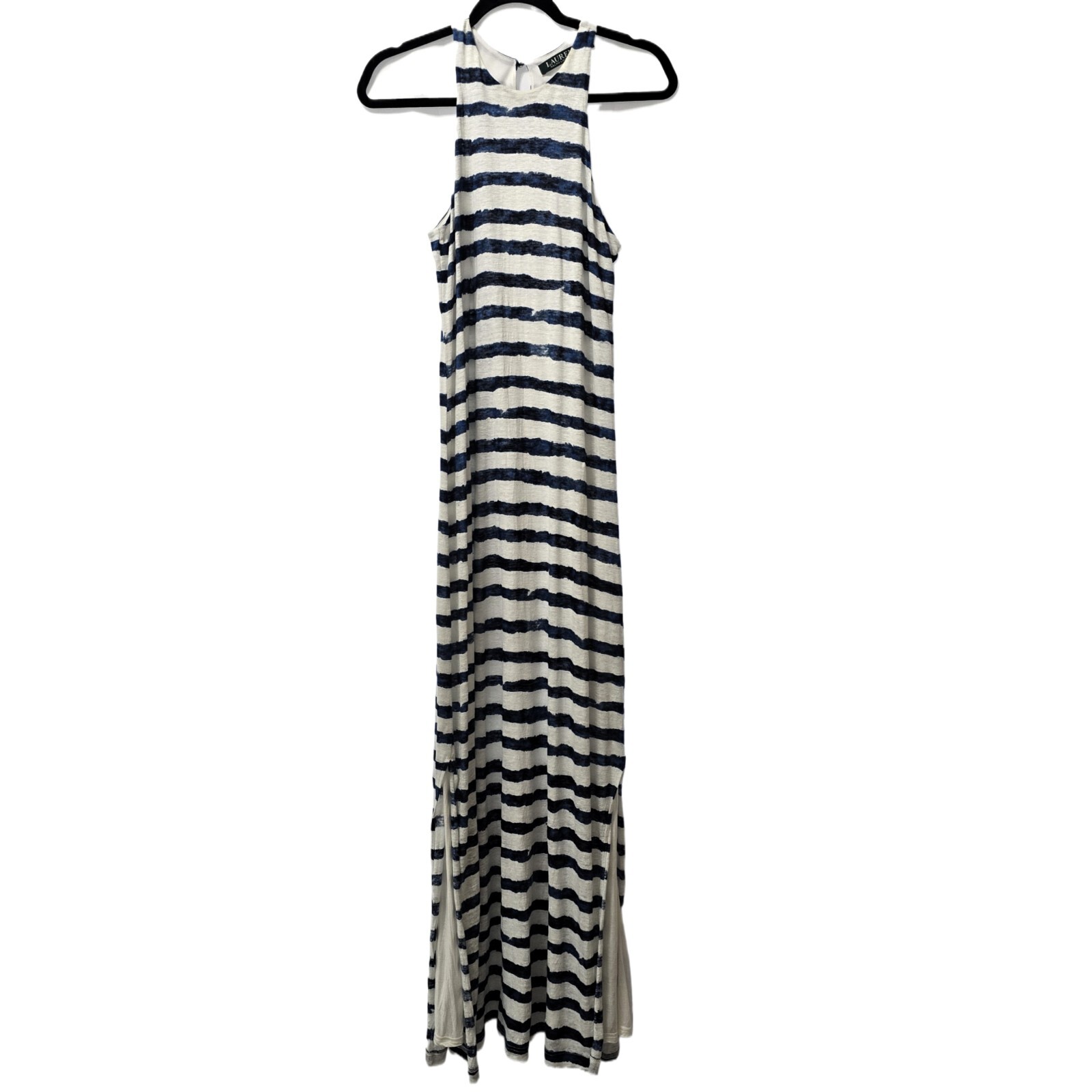 Lauren Ralph Lauren Women's Maxi Dress Small – Blue & White Striped Linen