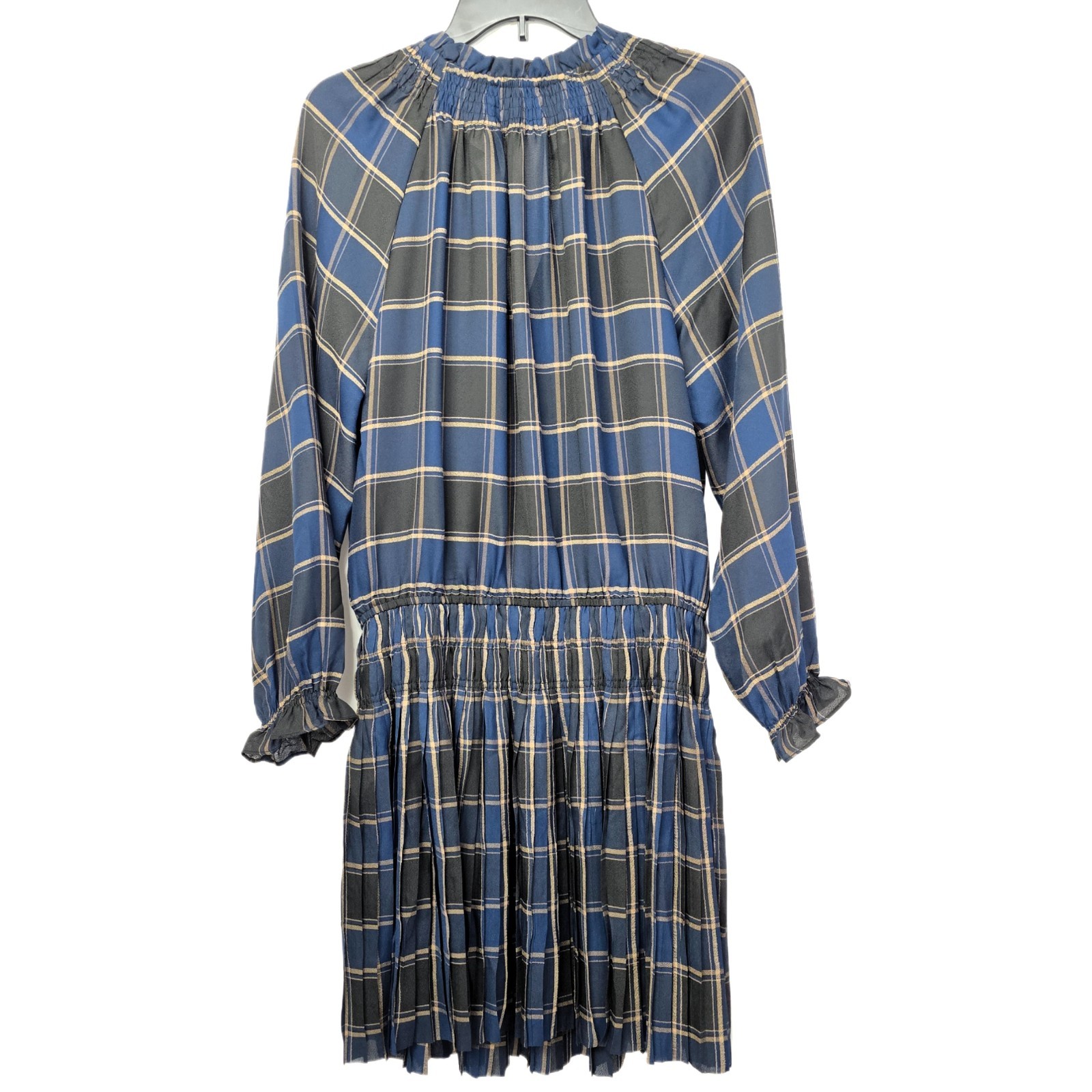 Current Air Black & Navy Plaid Ruffled Chiffon Mini Dress, Size S