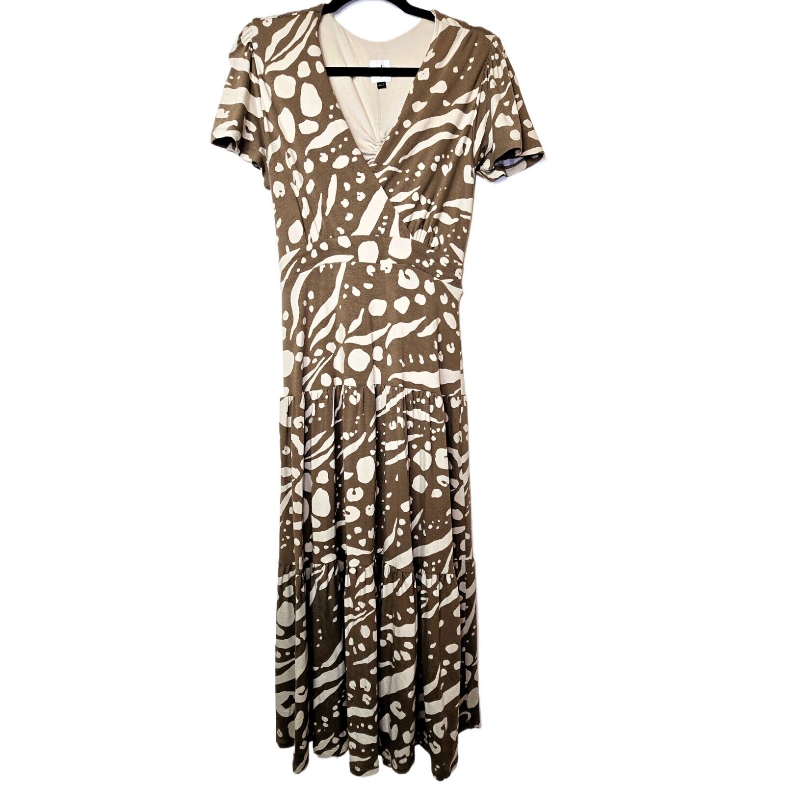 CABI Swoon Dress – Women's S – Soft Stretch Printed Tiered Midi | 6147