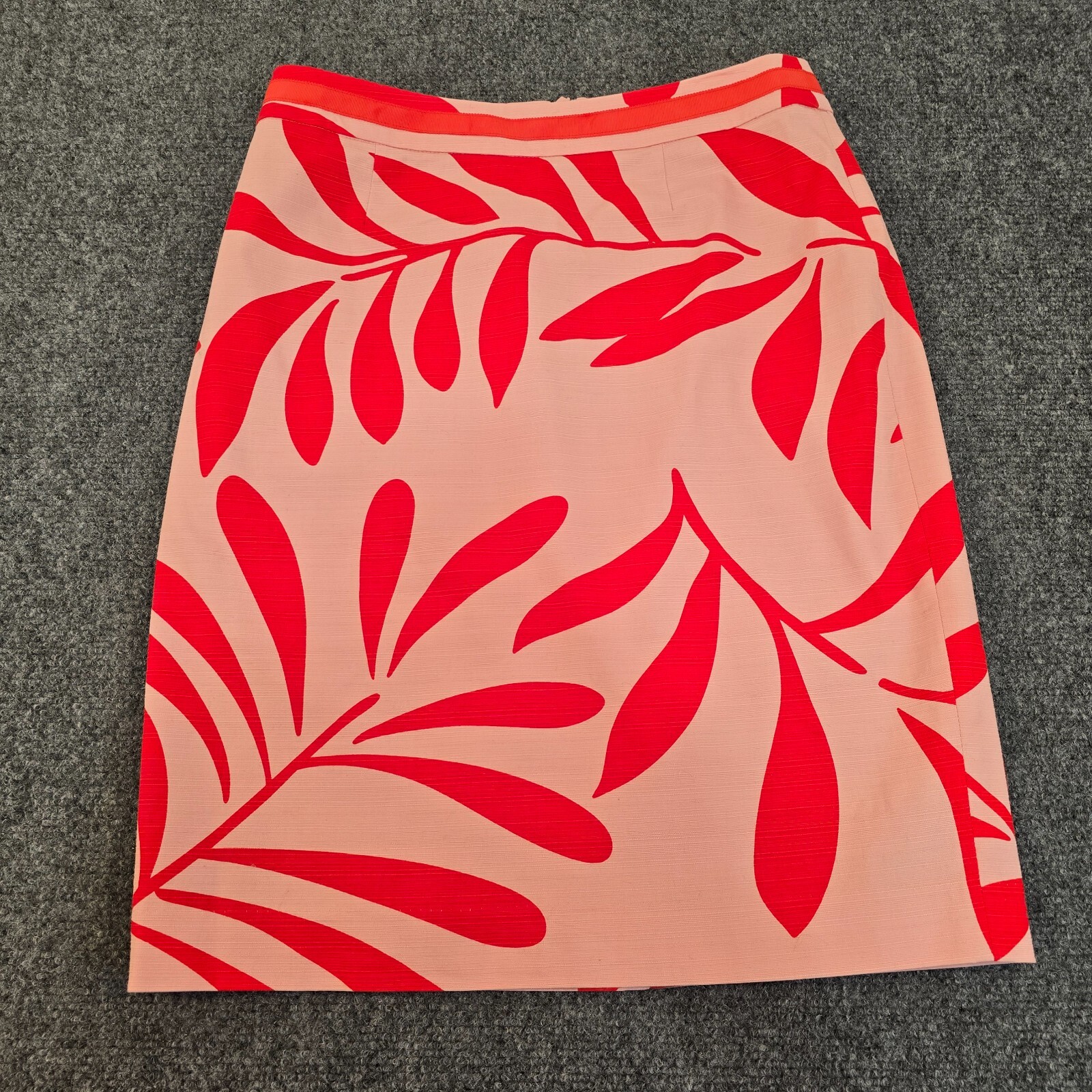 Boden Women's Pink/Red Floral Print Cotton Pencil Skirt, Lined, Size 4