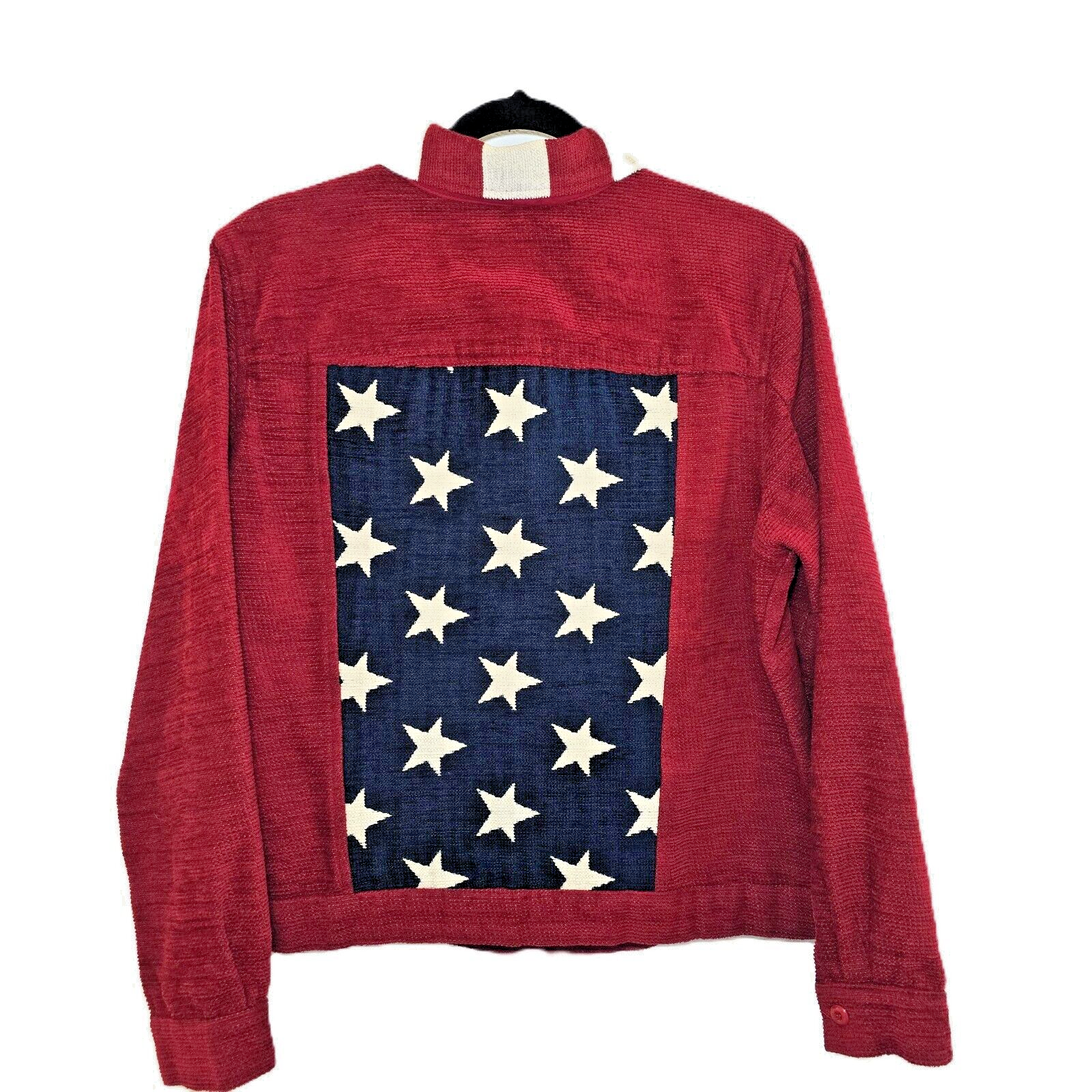 Coldwater Creek Women's Textured Button Down Jacket PL – Patriotic American Flag