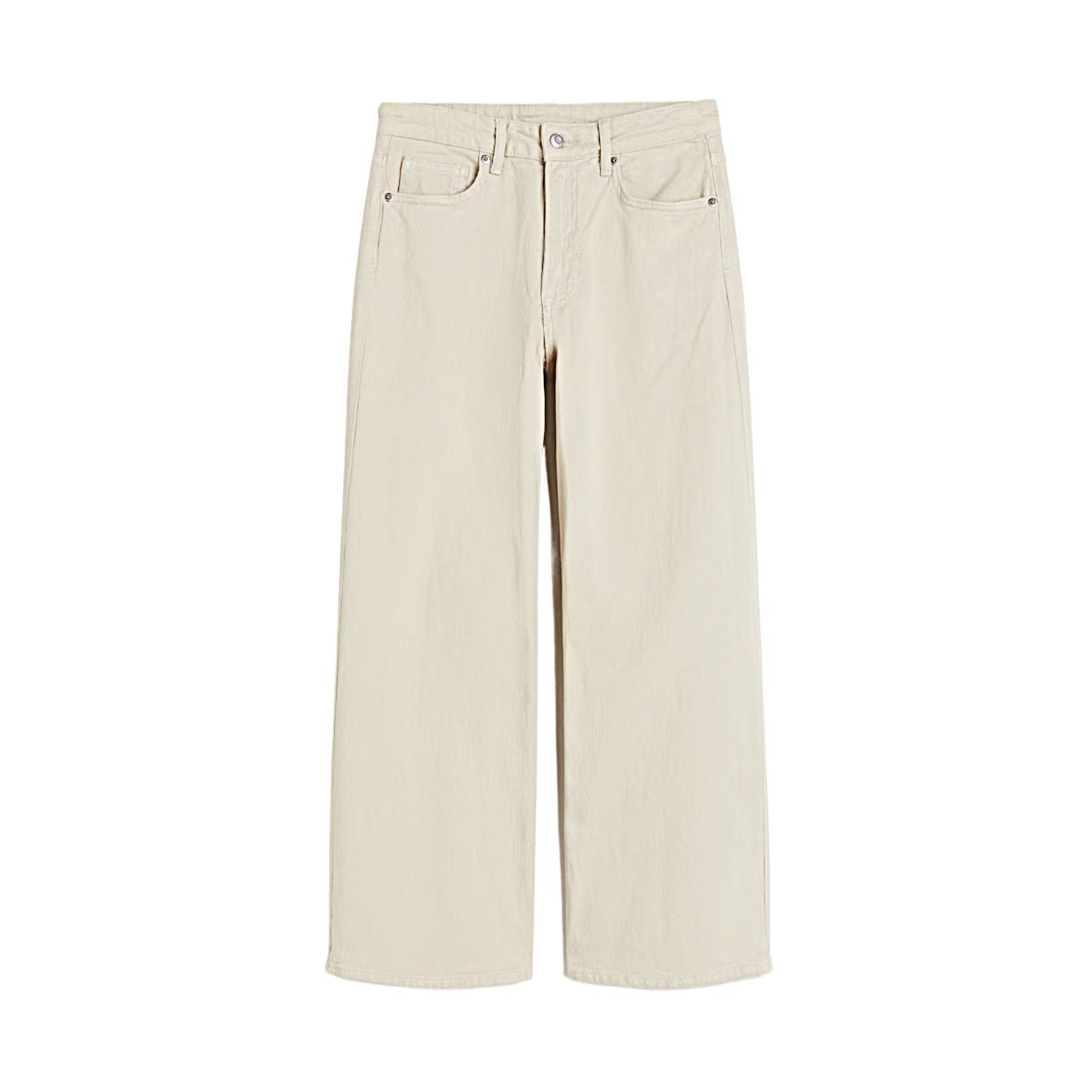 H&M Denim High Rise Wide Leg Cropped Jeans Cream Women’s Size 6