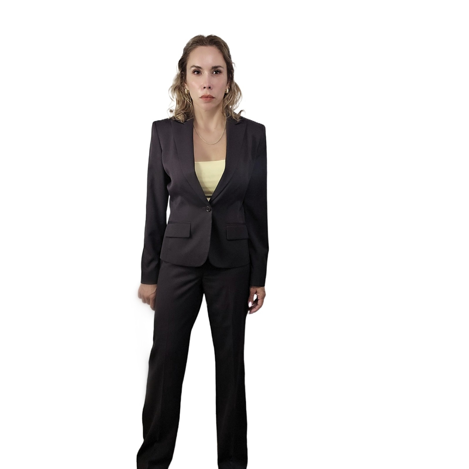 Anne Klein Executive 2-Piece Brown Blazer & Pants Suit Size 6 – Professional