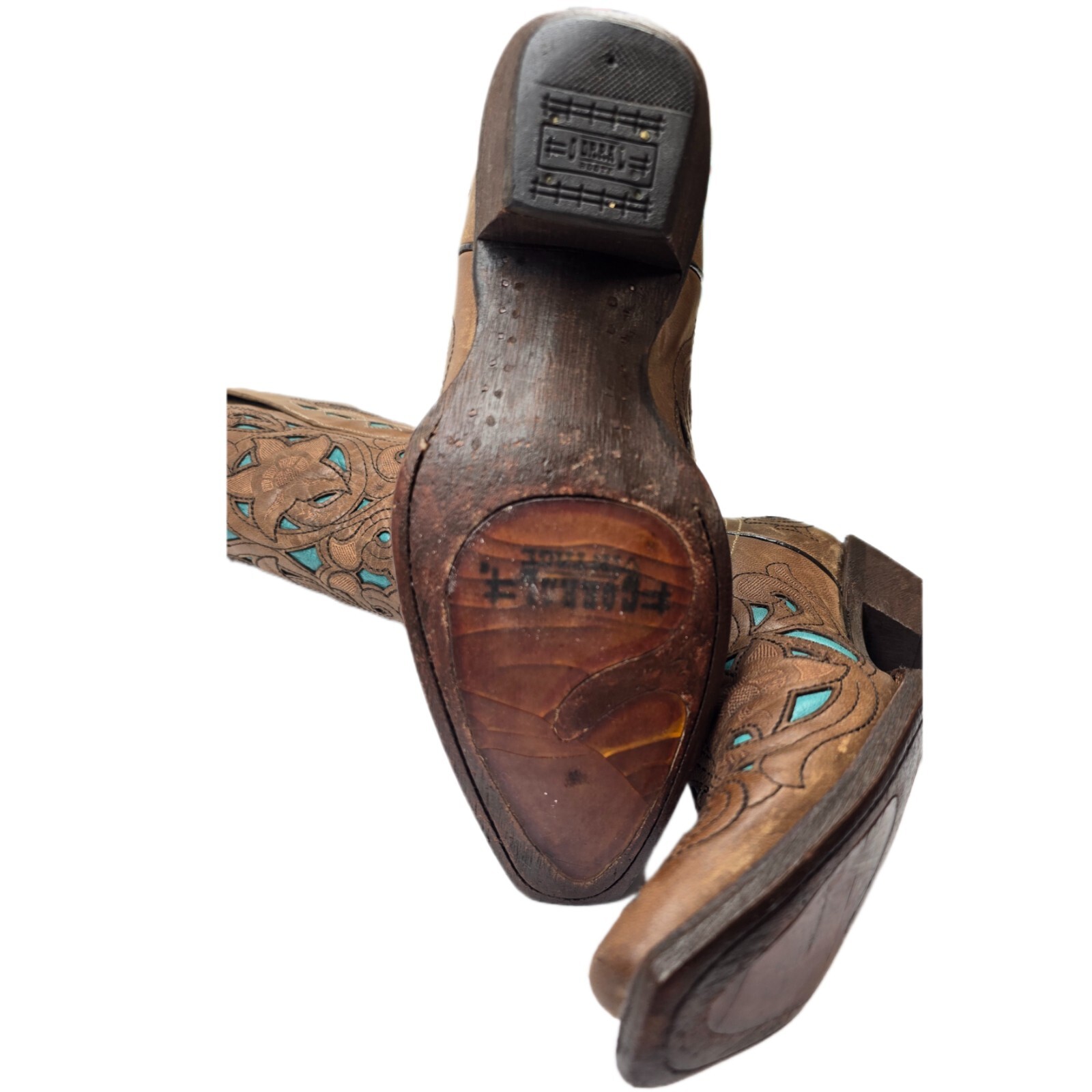 Corral Women’s Western Cowboy Boots Brown Turquoise Leather Size 7M