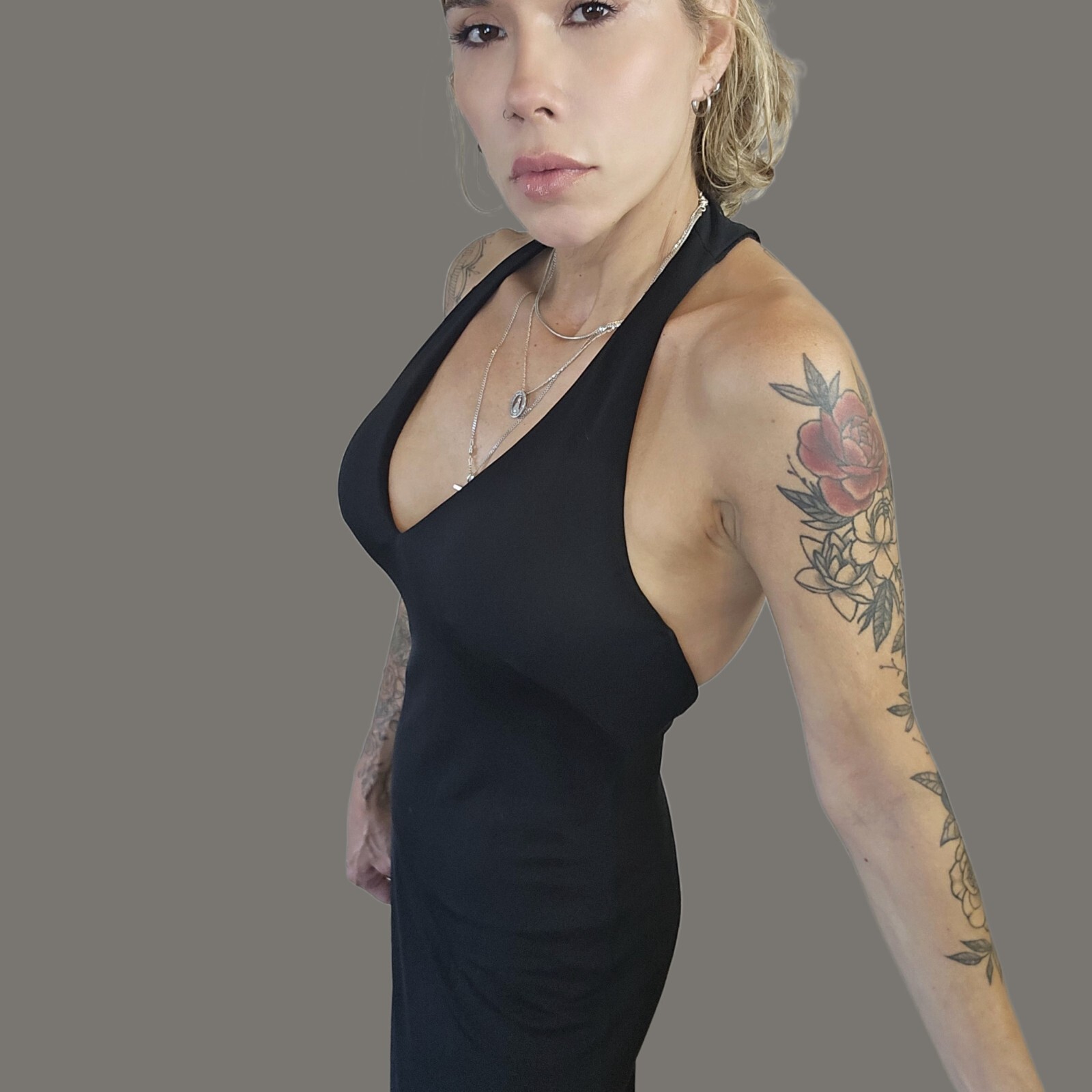 David Meister Women's Dress - Size 6 - Black - Sleeveless Halter with Low Back