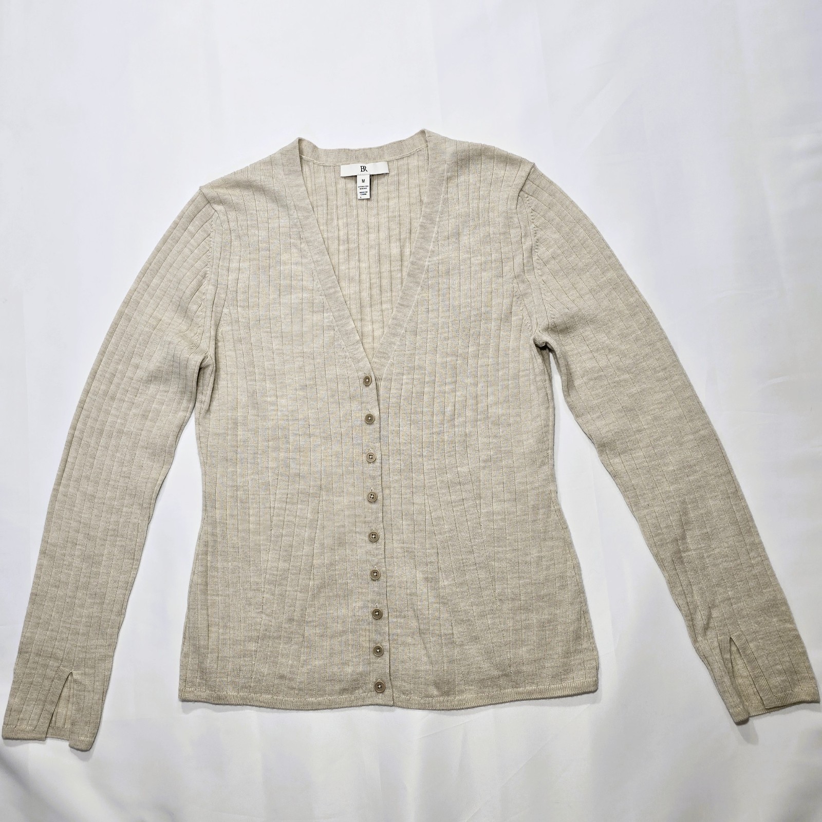 Banana Republic Women’s Ribbed Merino Wool Cardigan Size M Cream Button Front