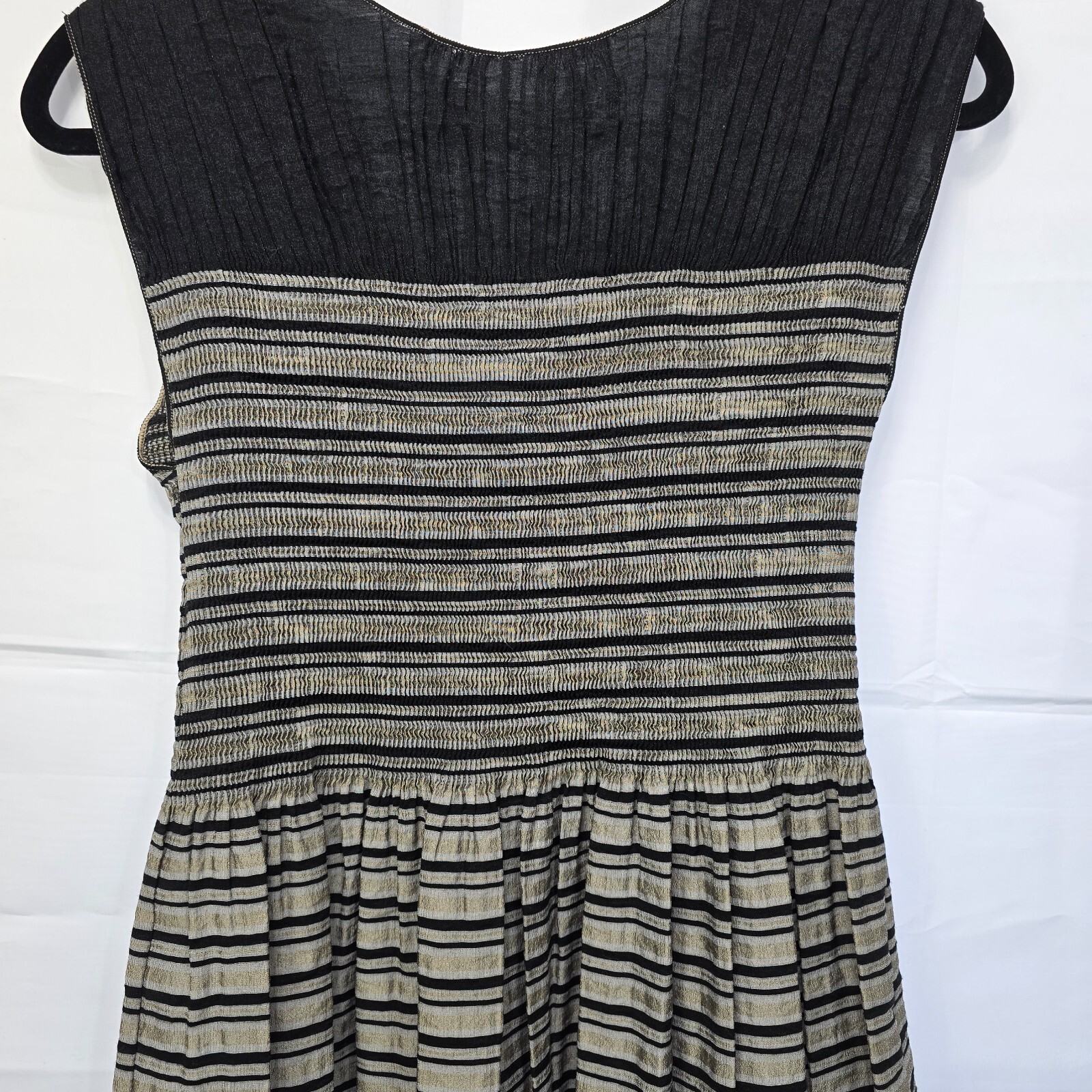 Max Studio Women's V-Neck Fit & Flare Dress M Black Gold Silver Metallic