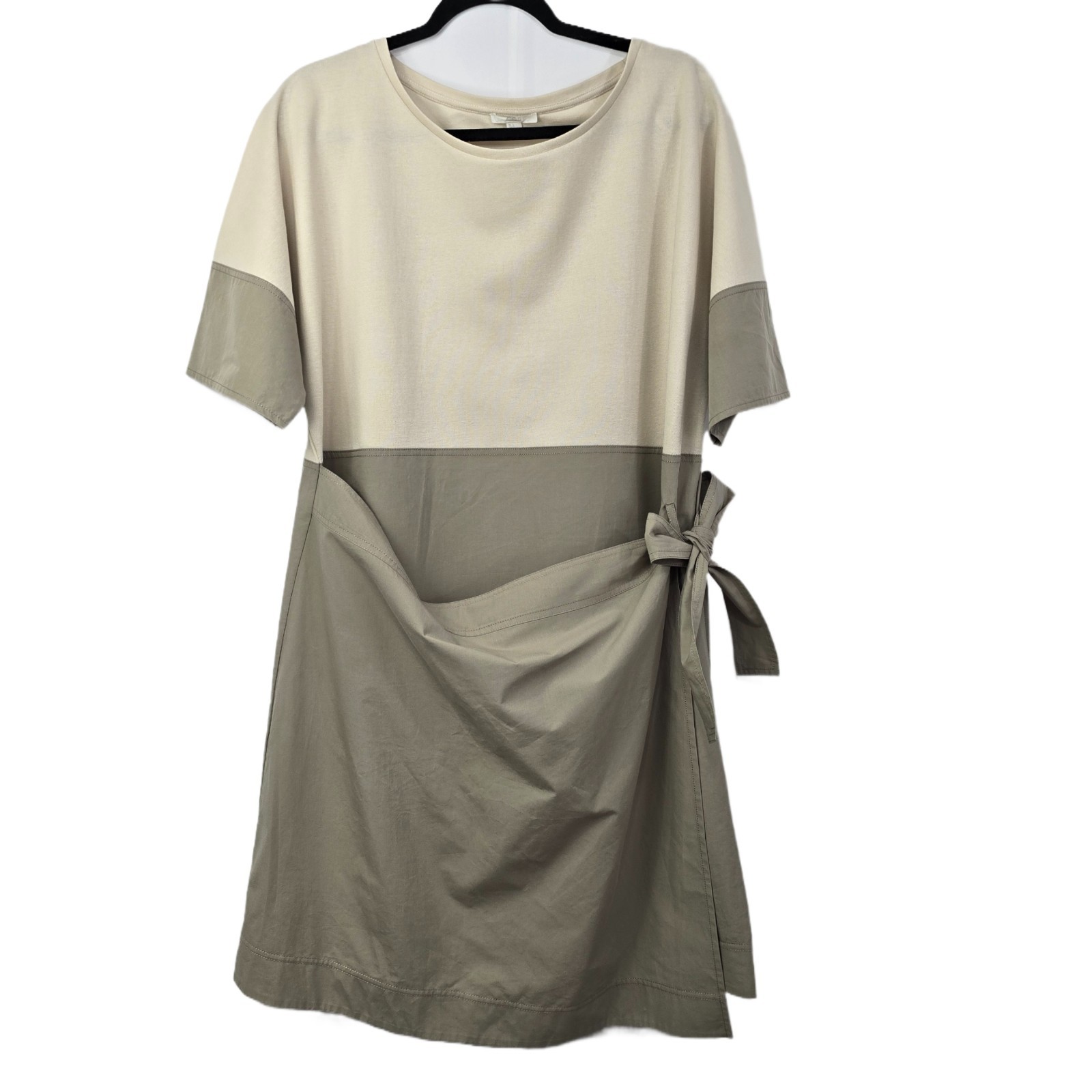 COS Contrast Wrap Dress Khaki Size L – Organic Fabric, Midi Workwear