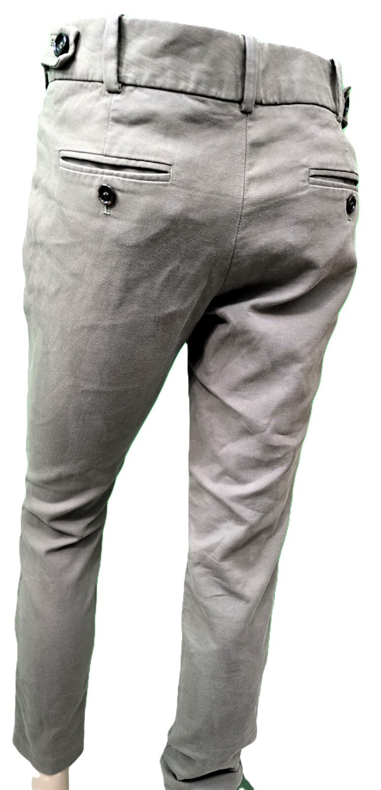Massimo Dutti Women's Pants Size 6 - Khaki, Cuffed Hems, Casual Elegance
