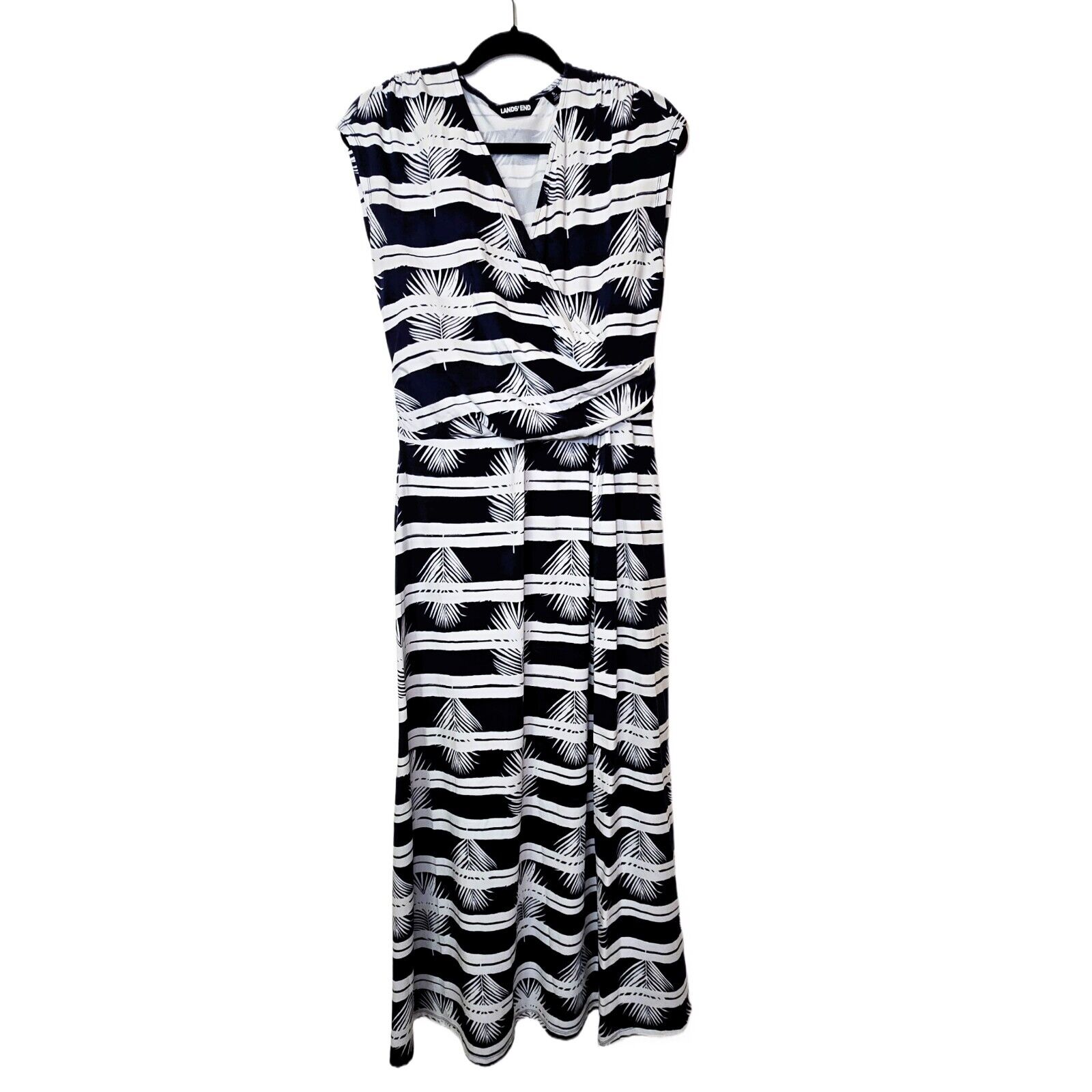Land’s End Women’s Cap Sleeve Surplice Wrap Maxi Dress | Print | Size S (6/8)