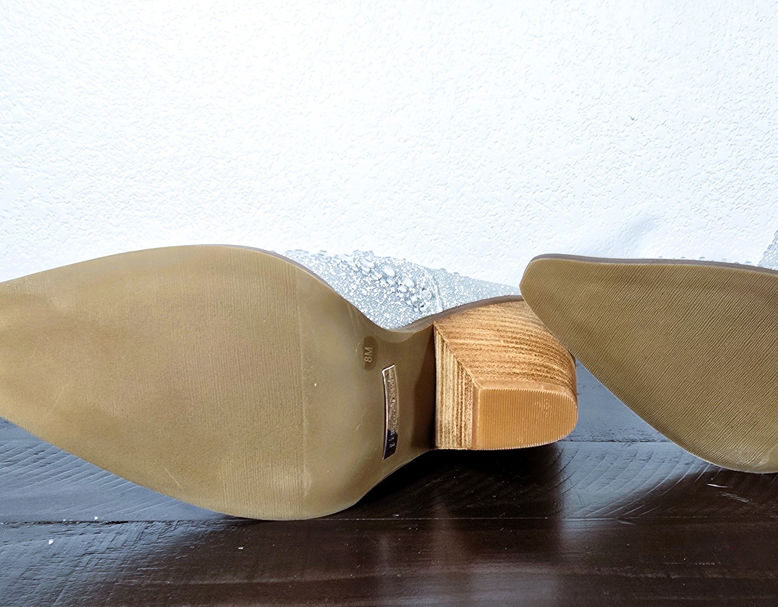 Gianni Bini Jeweled Silver Glitter Cowboy Booties Women’s 8 M Western Heels