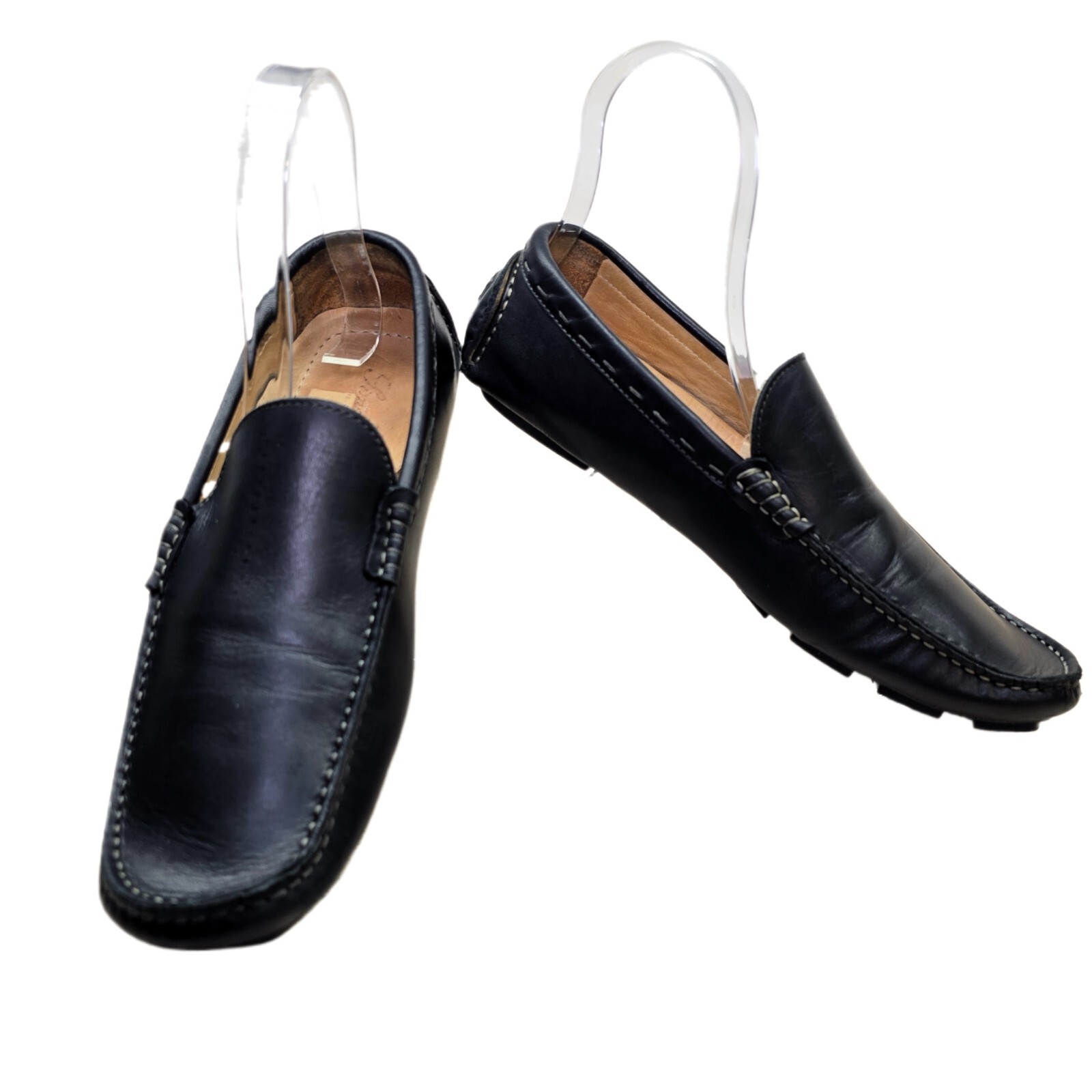 Simone Mariotti Men's Black Pebbled Leather Driving Loafers EUR 41 – Handmade IT