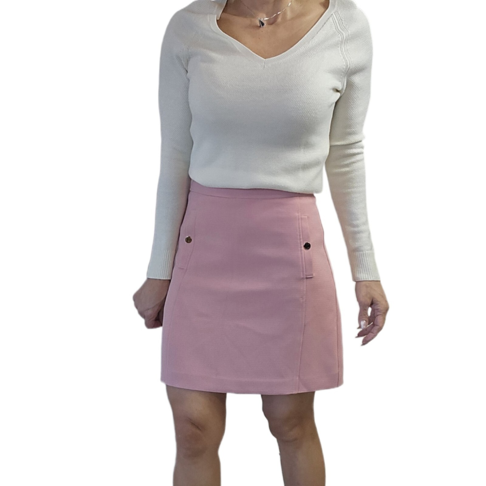 Ann Taylor LOFT Structured Woven Button Pocket Shift Skirt - Size 4, Cheery Pink