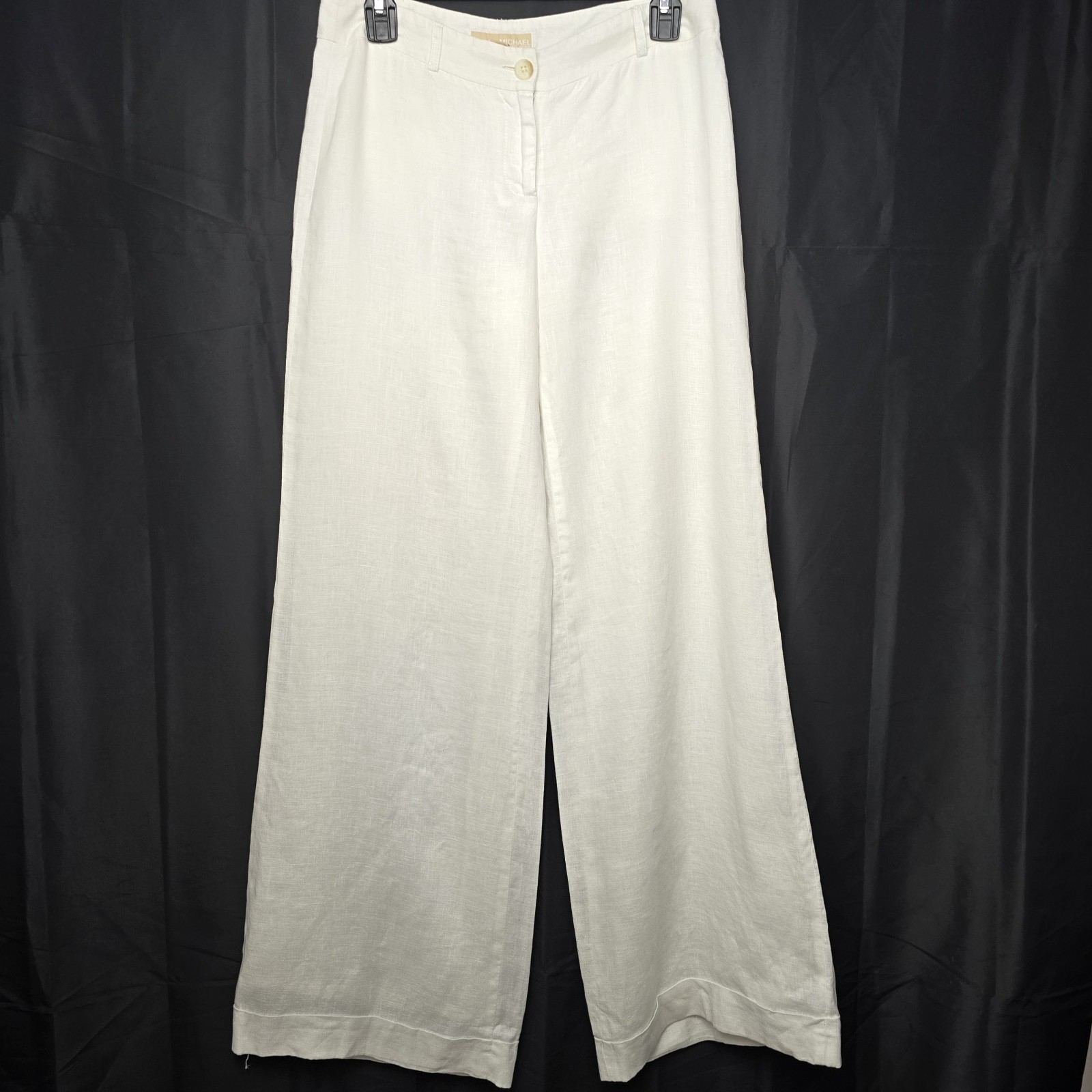 Michael Kors Women’s 100% Linen Wide-Leg Pants Off-White Size 2