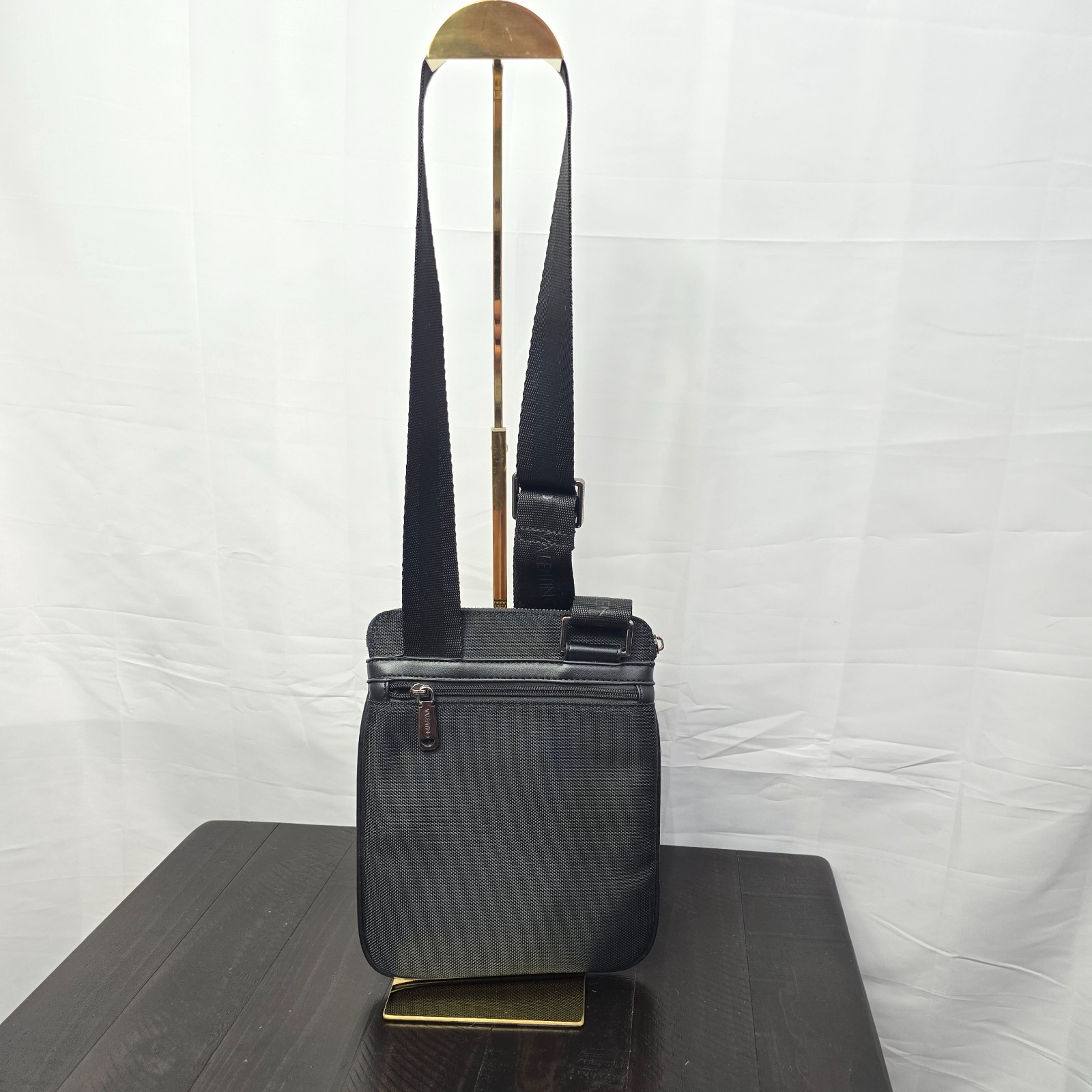 Valentino Men's Anakin Black Flight Crossbody Bag Canvas Leather Trim - Used