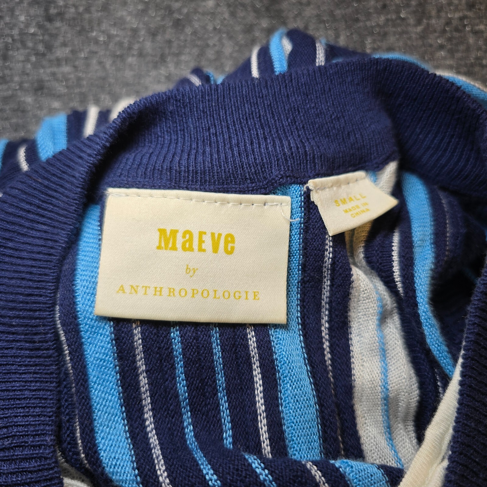 Anthropologie Maeve Lisanne Sweater Maxi Dress – Size S, Blue and White Striped