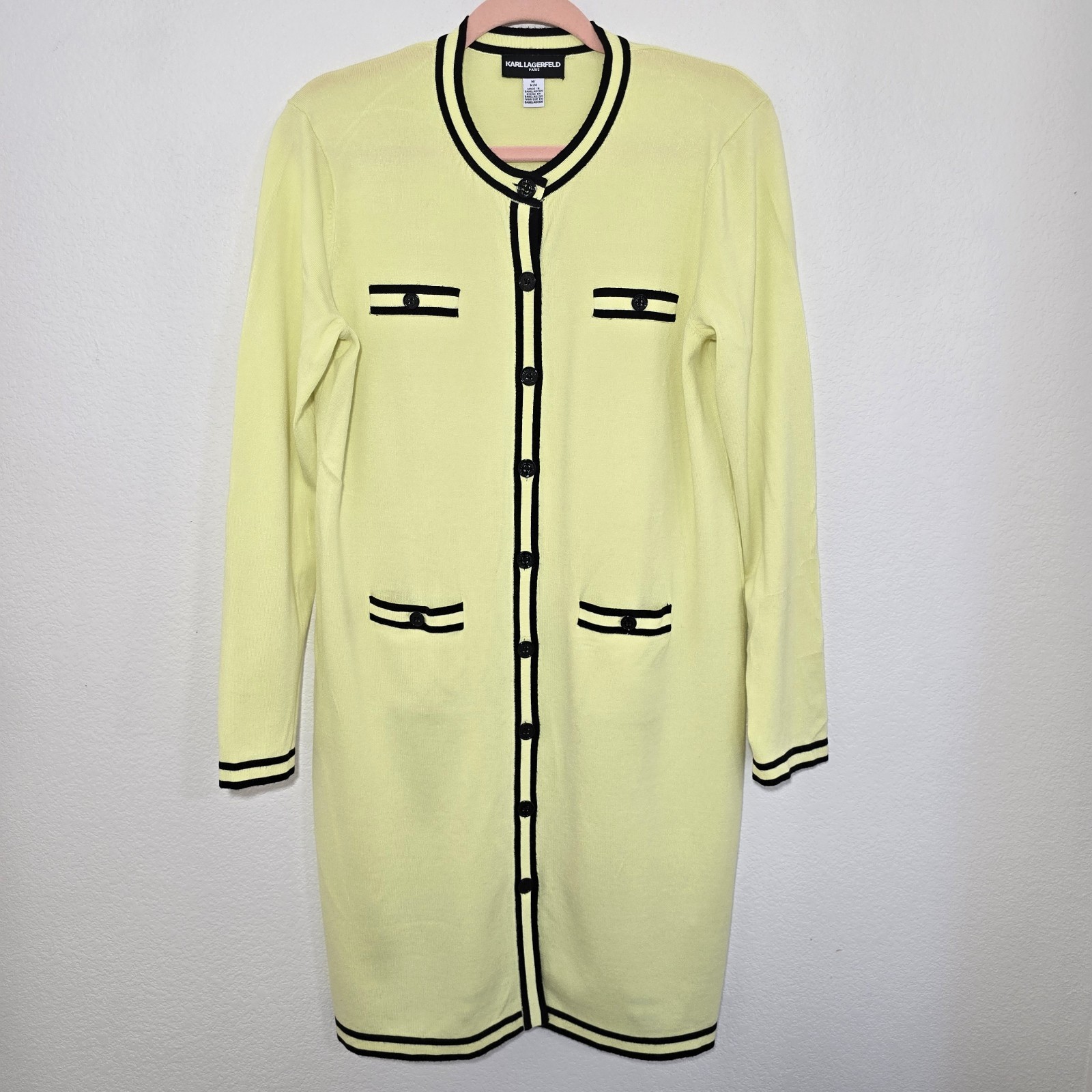 Karl Lagerfeld Paris Sweater Day Dress Long Sleeve Green Black M