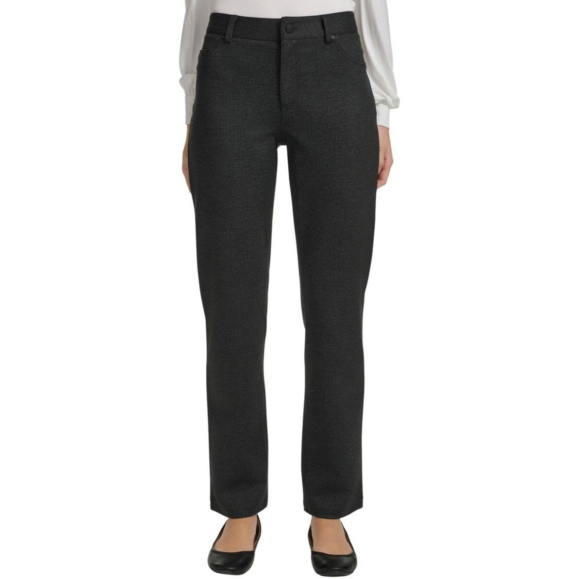 DKNY Jeans Women's Small Ponte Stretch Pants Charcoal Gray Slim Straight Leg