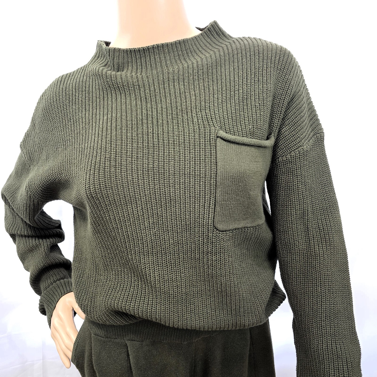 PrettyGarden Women's 2 Piece Sweater Set, Army Green, Size S