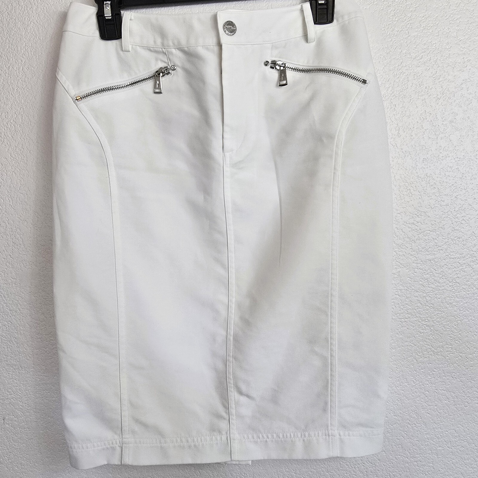 Ralph Lauren Black Label Skirt Womens SZ 6 White Cotton Pencil Flap Pockets